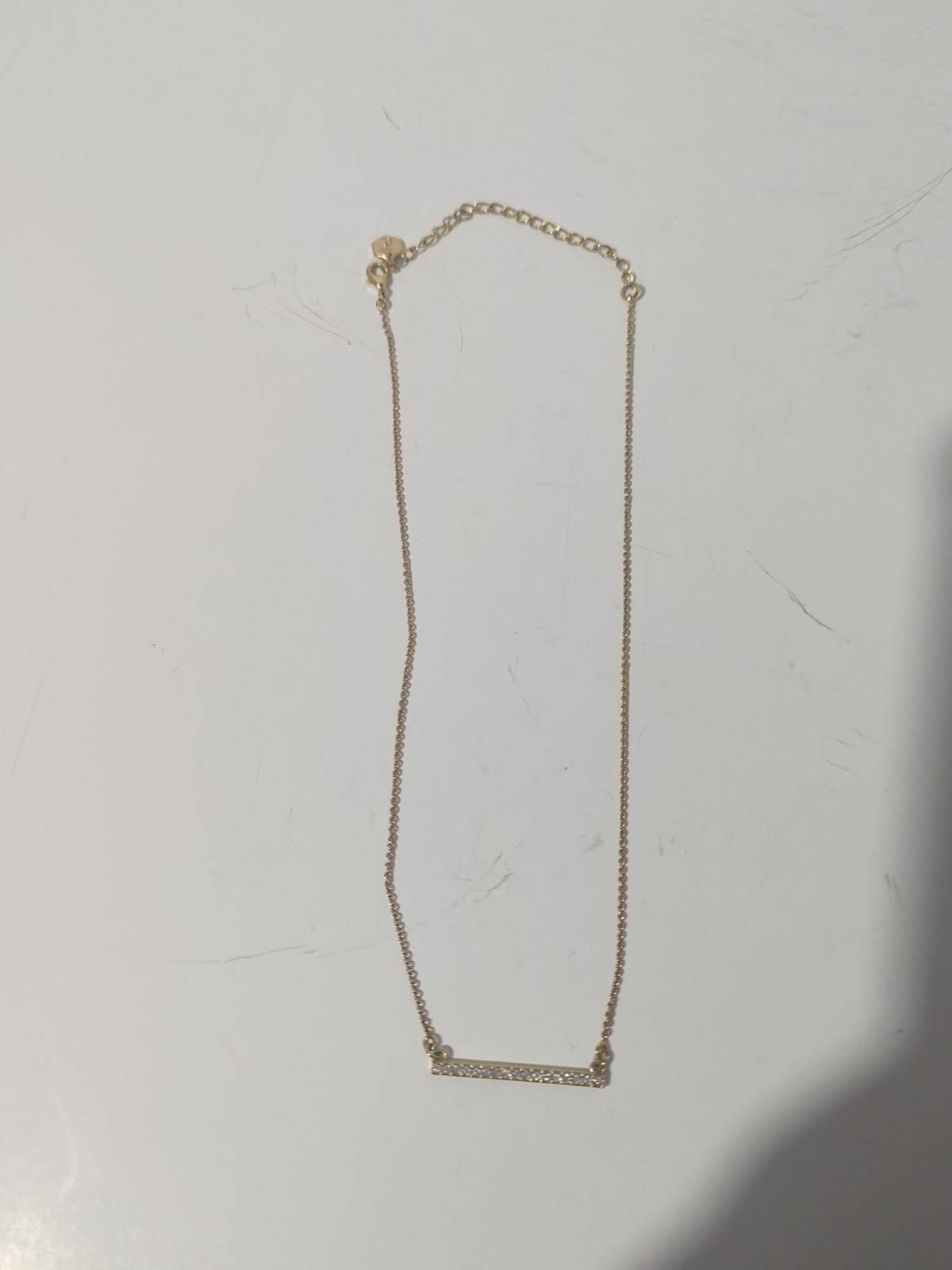 Touchstone Crystal by Swarovski Pave Bar Necklace Gold Tone Adjustable Dainty
