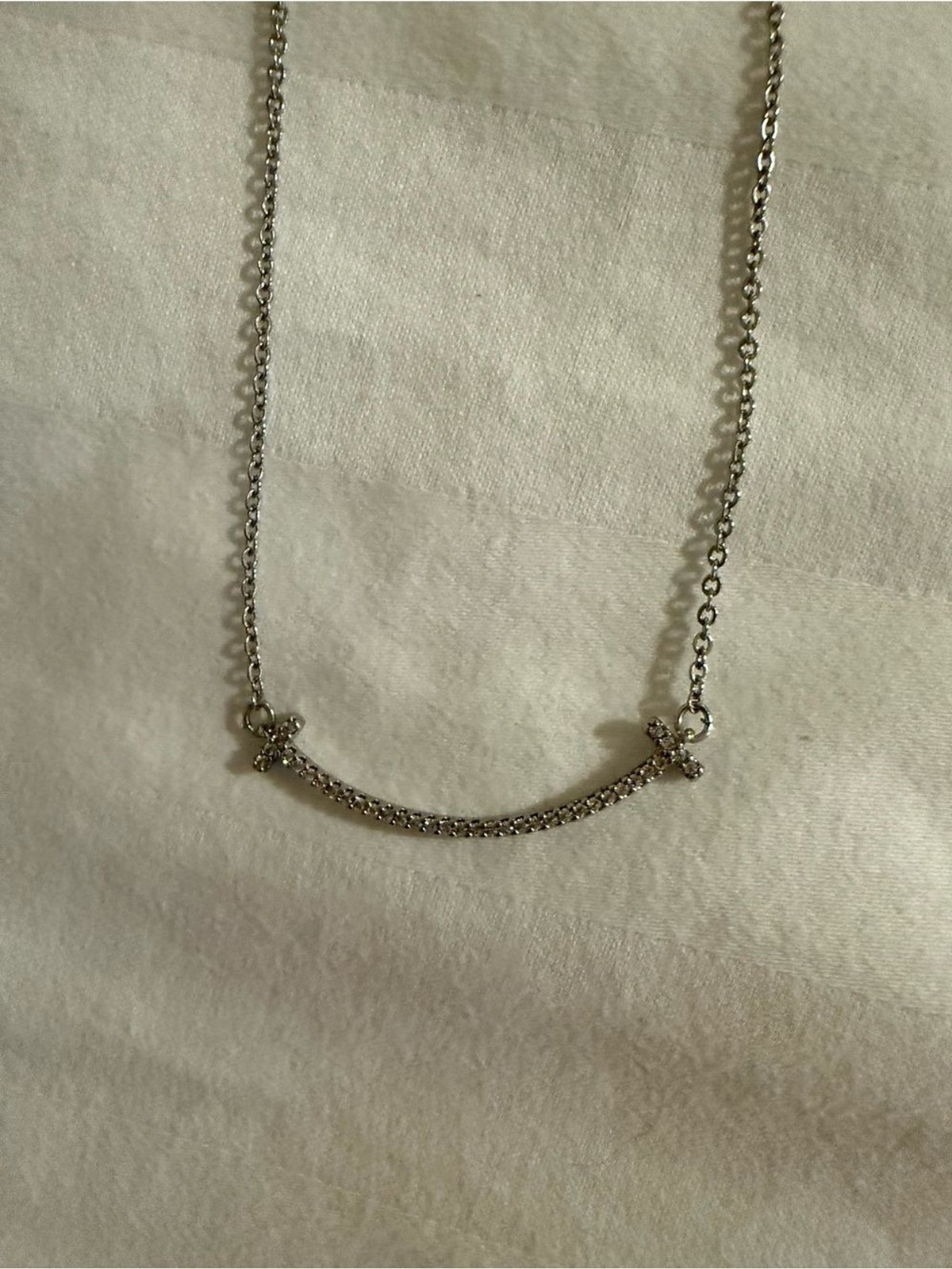 Park Lane Delicate Silver Pavé Bar Necklace – Happy