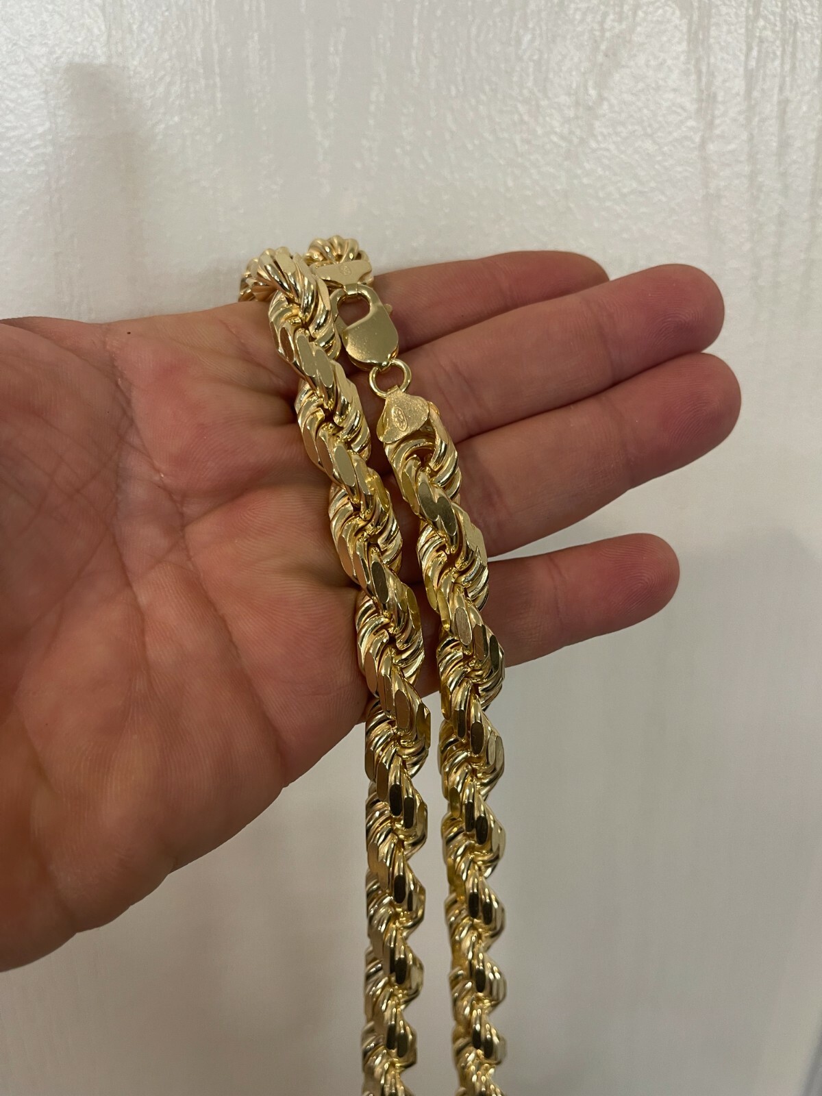 11mm Thick Mens Rope Chain 14k Gold Over Real Solid 925 Sterling Silver Necklace