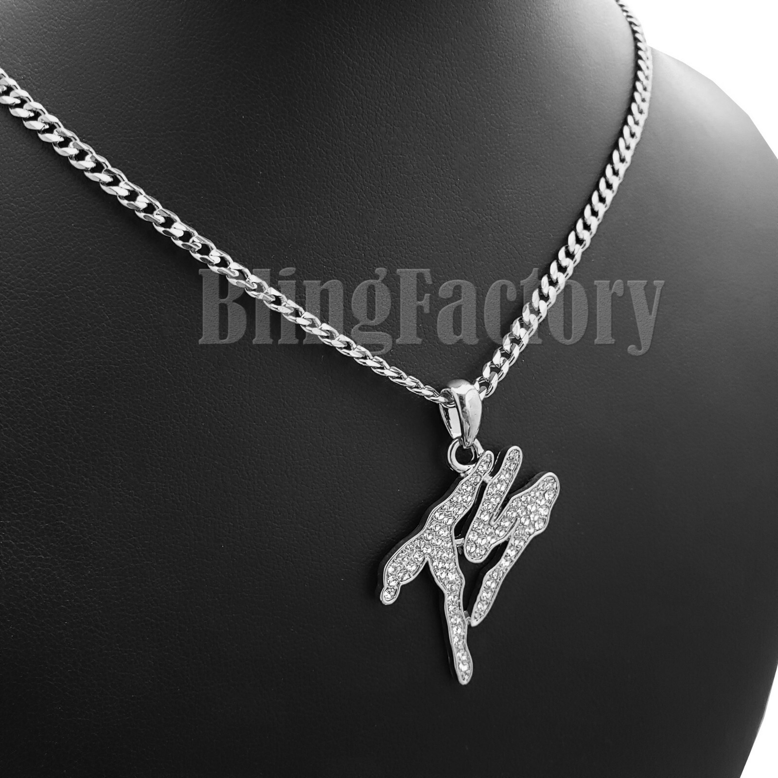 Hip Hop Silver PT TS Terror Squad Pendant & 18″ 20″ 24″ Cuban Chain Necklace