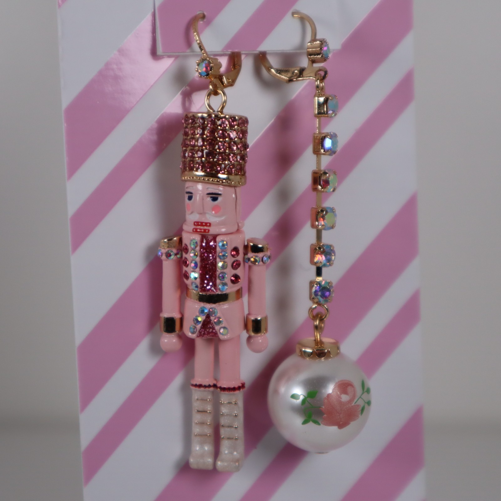 BETSEY JOHNSON Christmas Pink Nutcracker Earrings and Pendant Necklace Bundle
