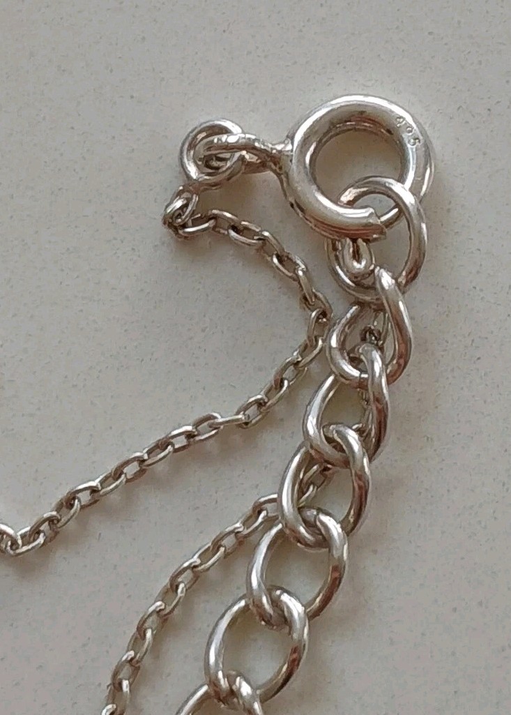 STERLING SILVER & ABALONE SHELL TEARDROP PENDANT & NECKLACE HALLMARKED – 18 INCH