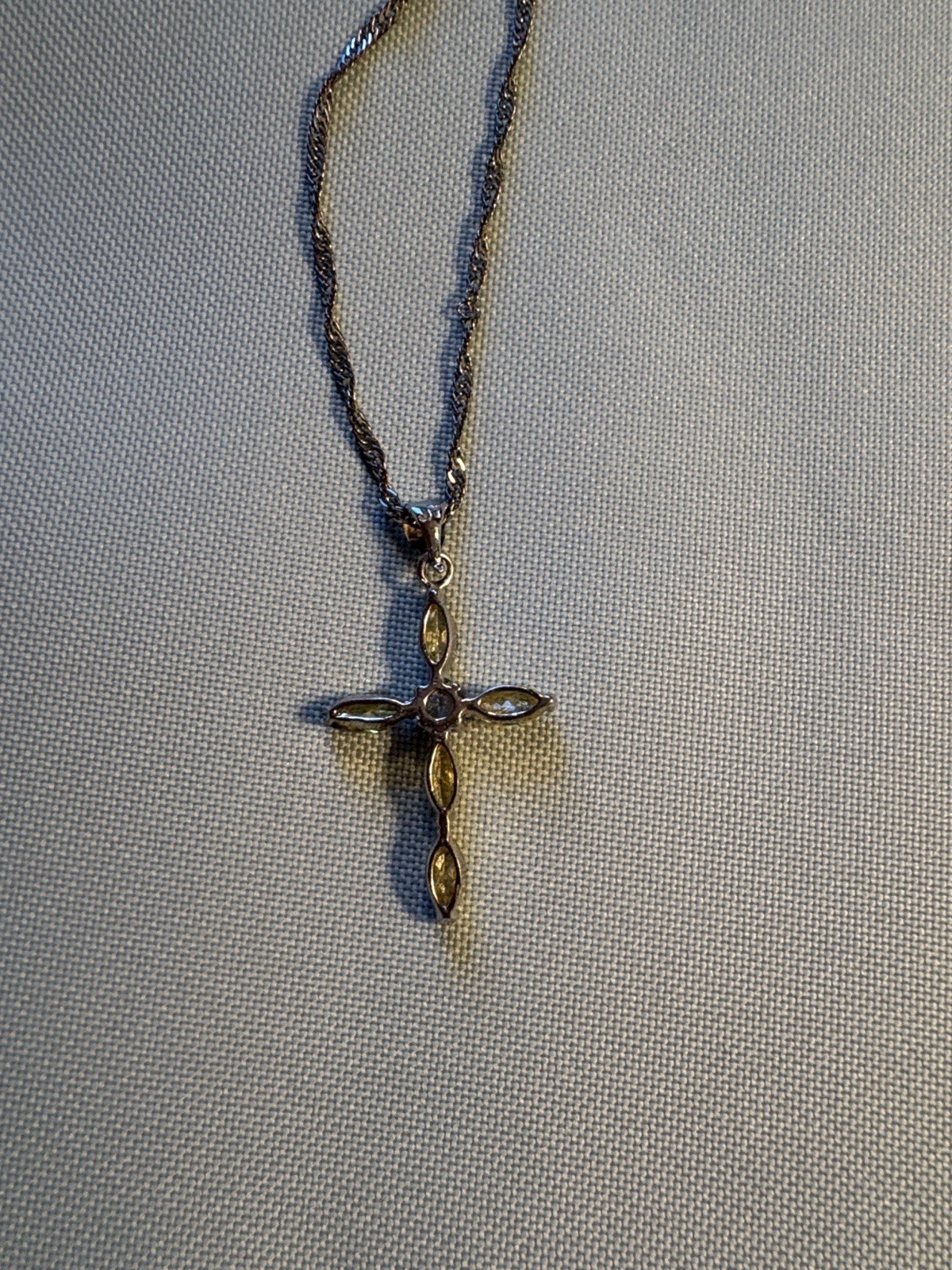 Lab grown Yellow diamonds with centered single lab grown diamond Cross Necklace