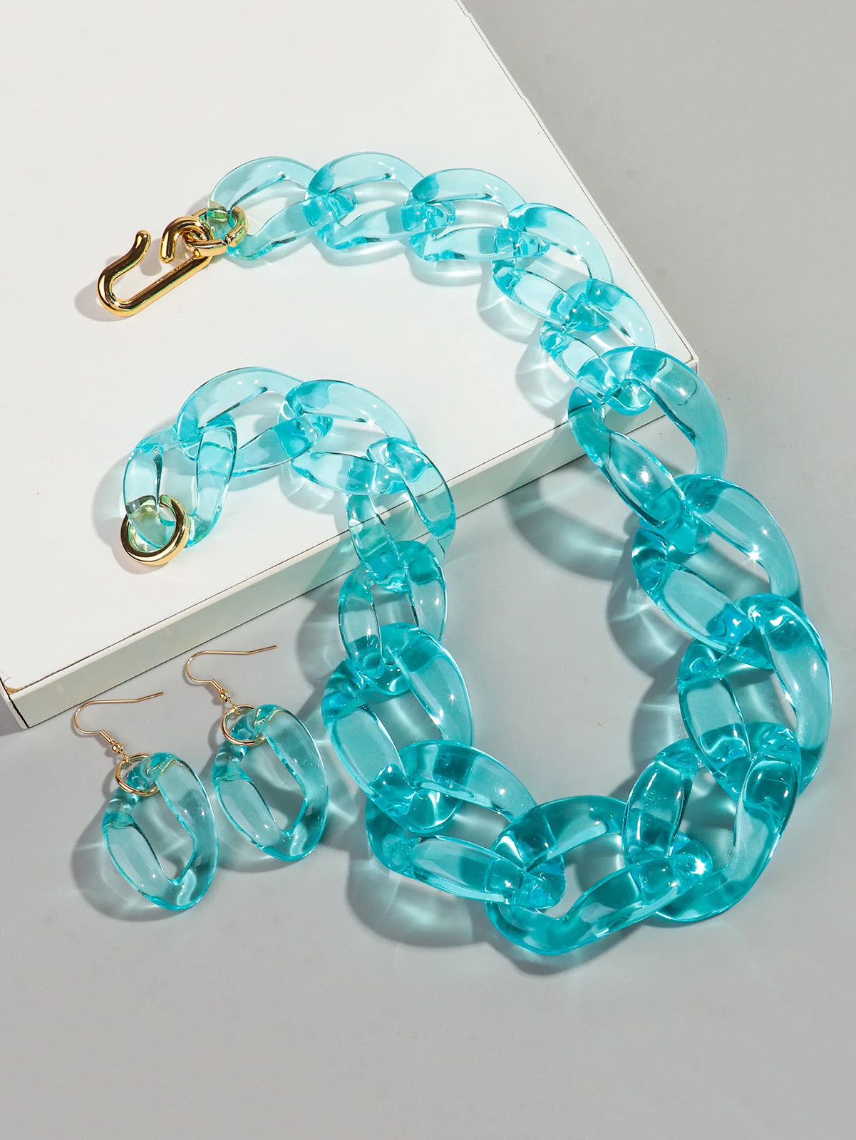 Acrylic Link Chain Necklace Chunky Statement 50cm Party Collar Women Jewelry
