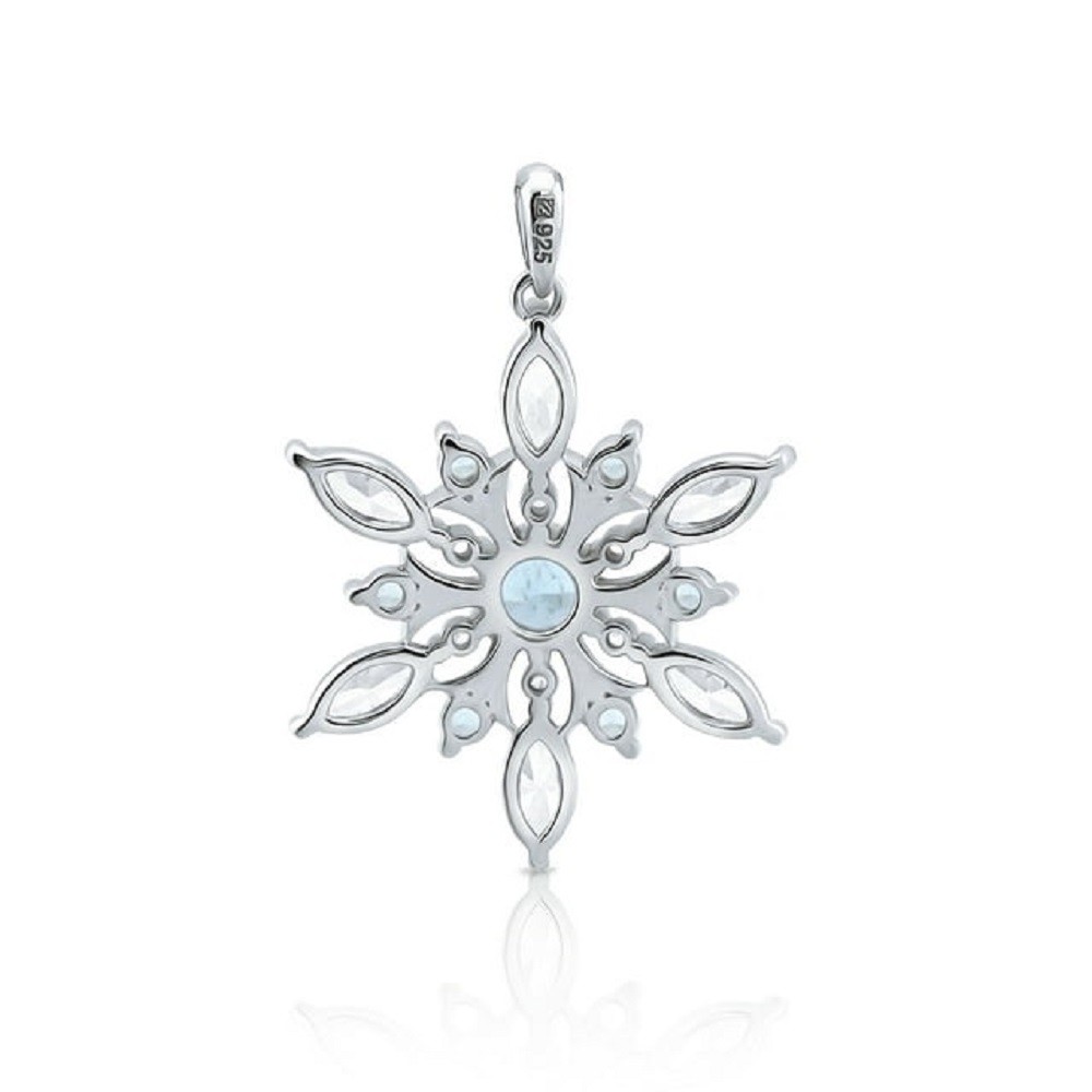 Brilliance Fine Jewelry Women’s Simulated Blue Topaz Snowflake Pendant in