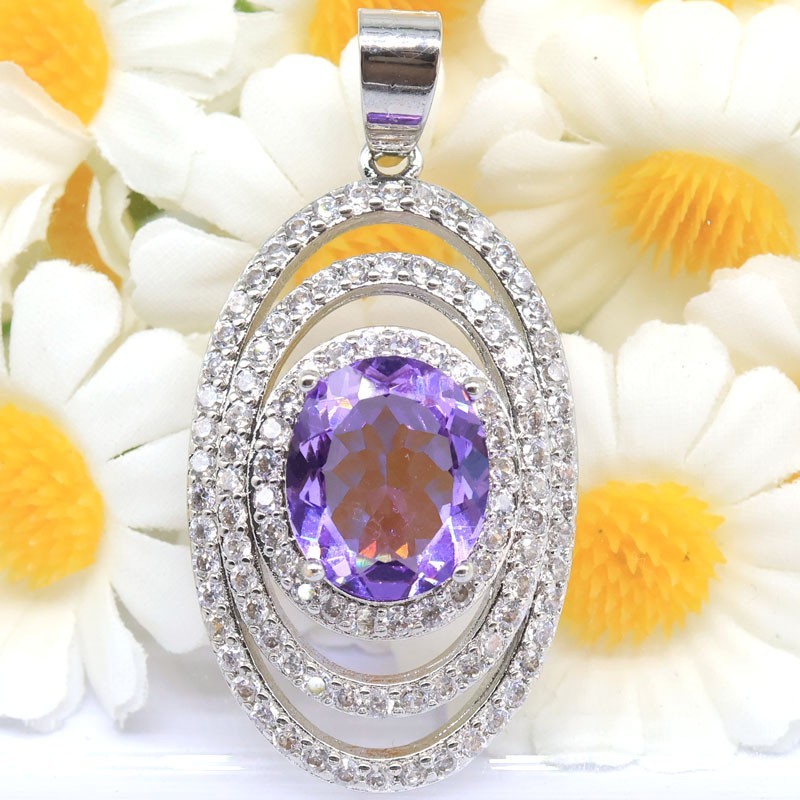 Buy 3 Get 1 Free Created Color Changing Alexandrite Topaz Silver Plated Penant