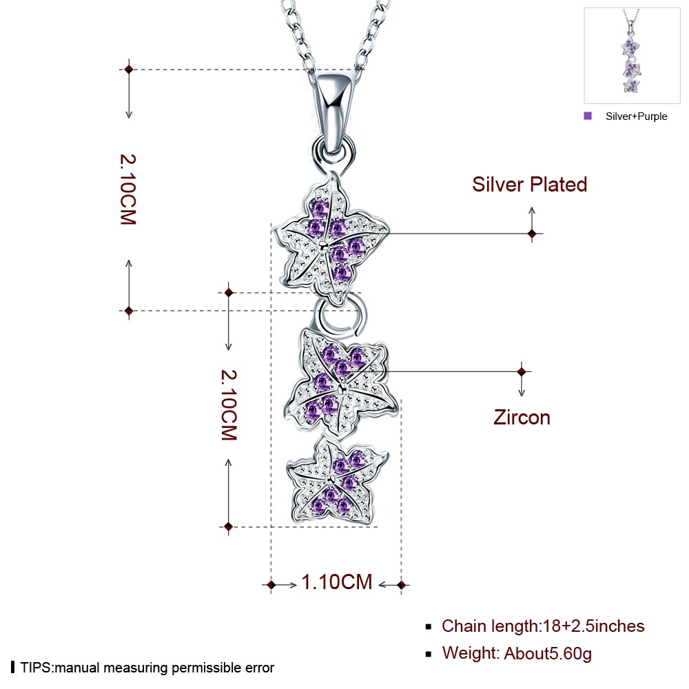 Chic 925 Sterling Silver Filled SF Flora CZ Pendant Necklace N-A783 Gift