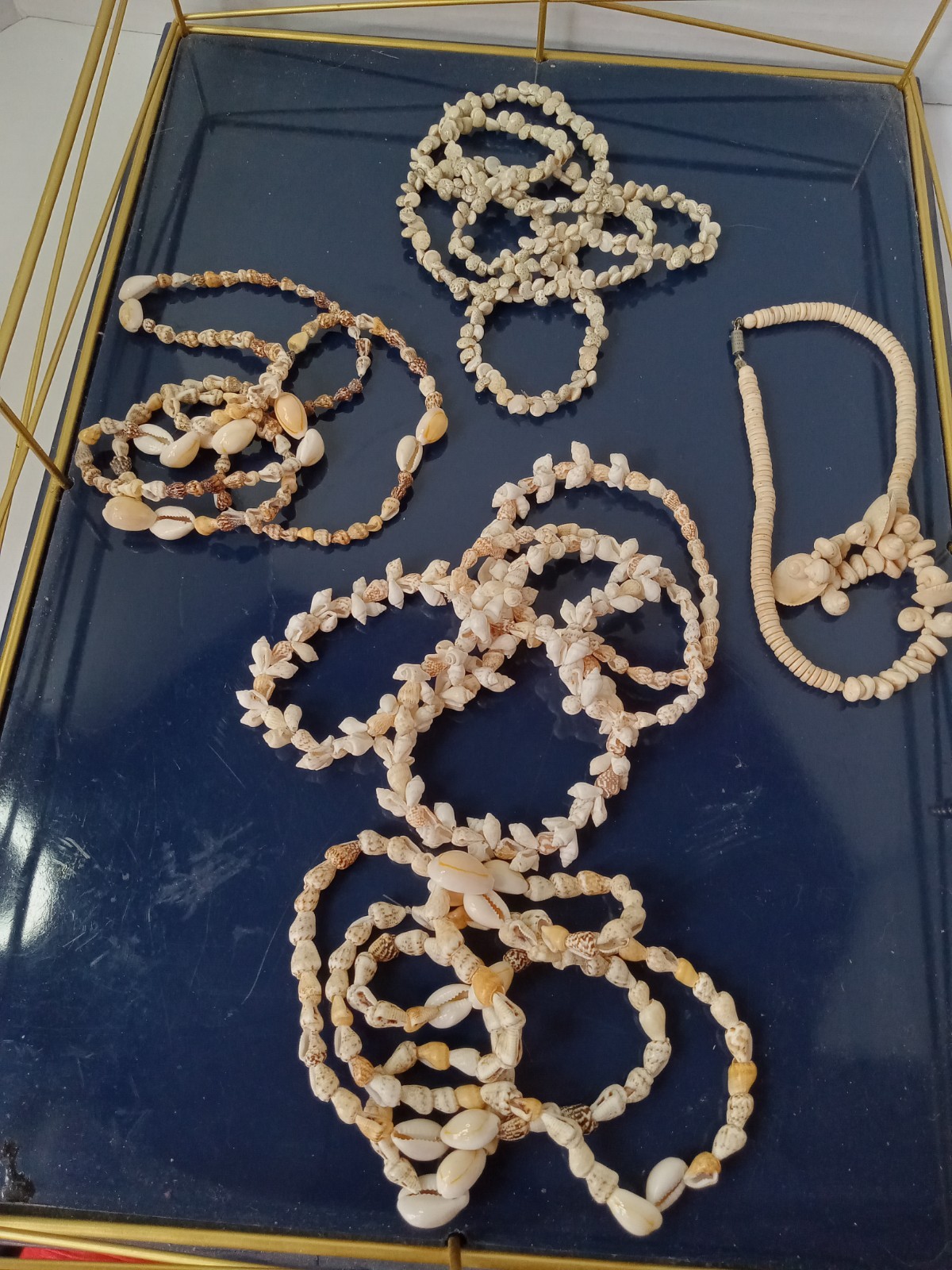 5-piece Lot Shell Necklaces Featuring Cowrie Shell and Puka Shells