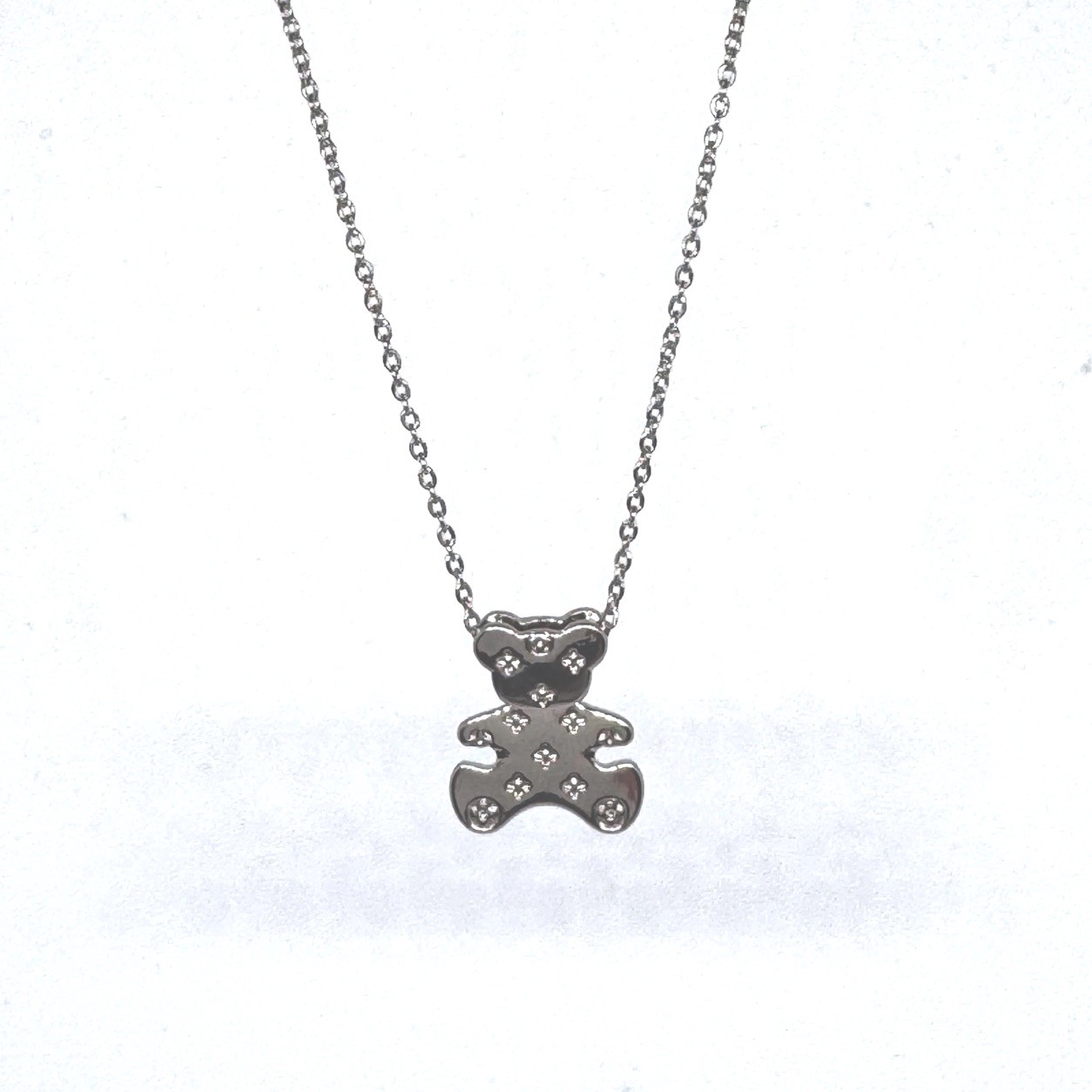 Stainless Steel Articulating Teddy Bear Pendant Necklace Dainty Cute 16” Gift