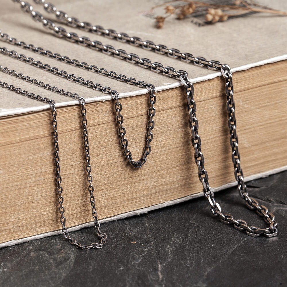 Real Solid 925 Sterling Silver Rolo Oval Cable Link Chain Necklace 1.5mm 2mm 3mm