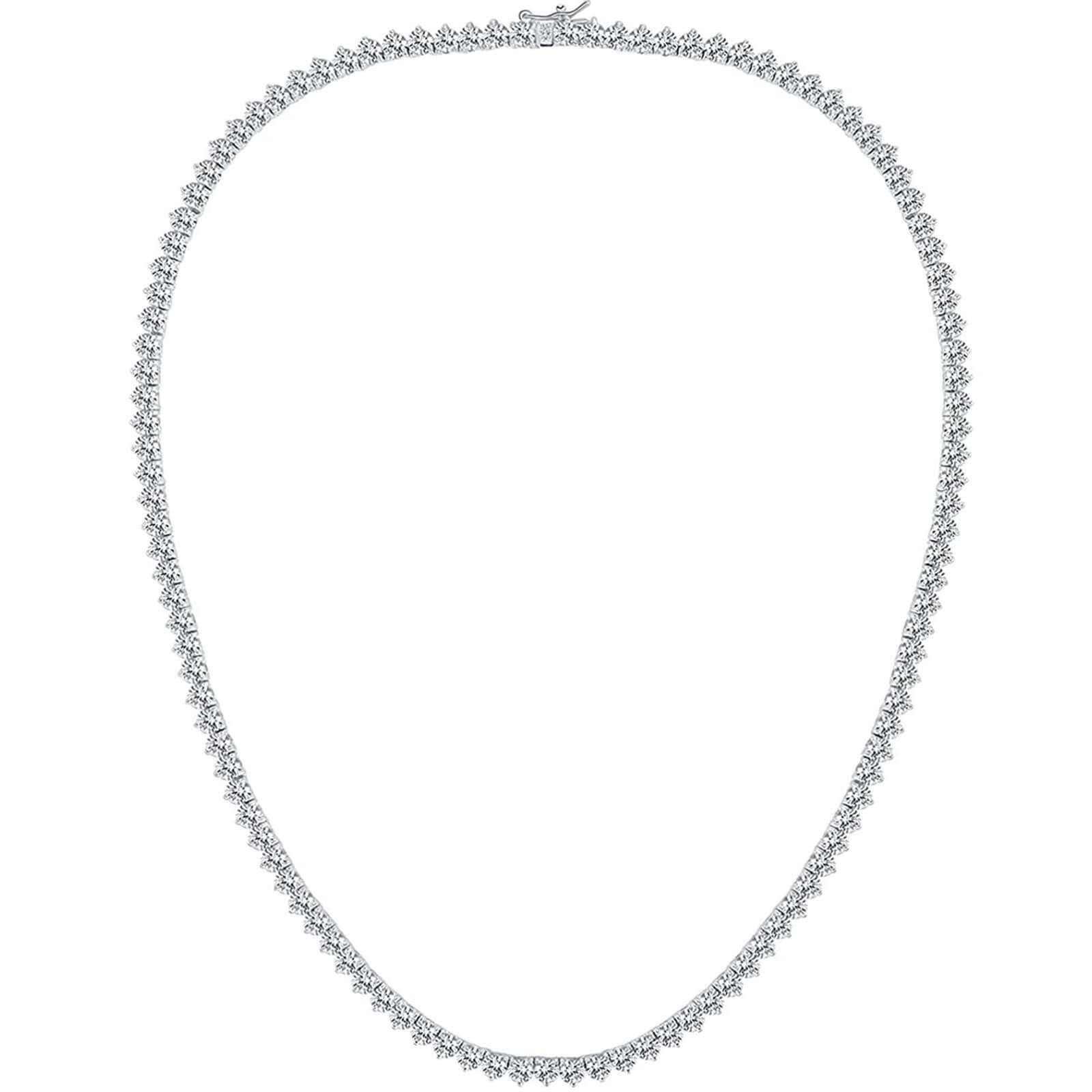 4mm Tennis Necklace for Women & Men – 18K White Gold Plated CZ Diamond Chain, 16