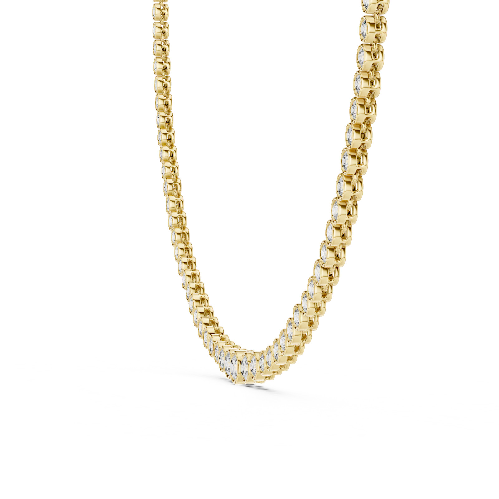 925 Silver Lab Grown Diamond Bezel Tennis Necklace Wedding Promise Gift For Her