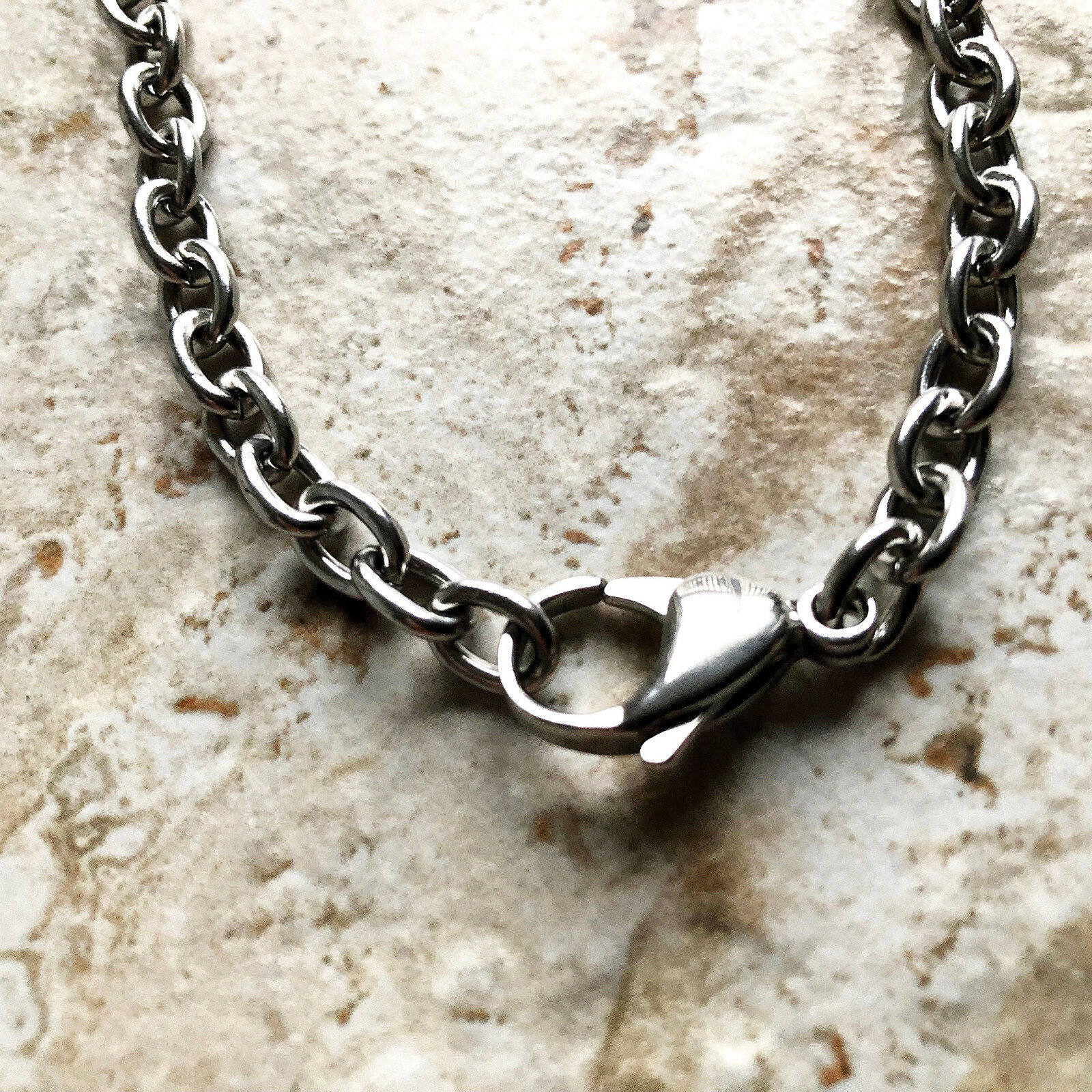 8mm x 6mm x 1.6mm Silver Color Stainless Steel Cable Chain Necklace Jewelry