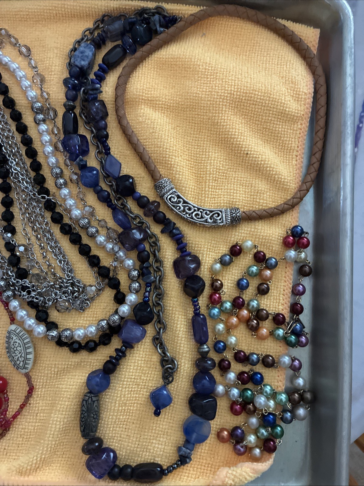 Fashioned Lot of 8 Necklaces. Various Lengths and Styles. Stones Glass Beads