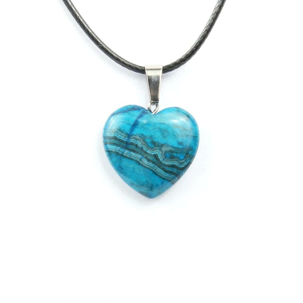 Natural Quartz Crystal Stone Chakra Healing Gemstone Heart Pendant Necklace