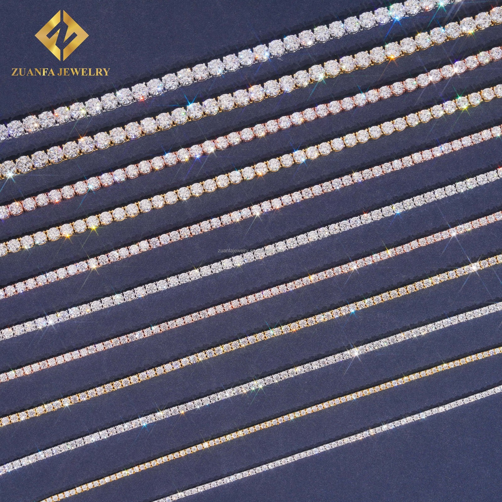 2-6.5mm D Color VVS Moissanite Tennis Chain Necklace Bracelet Gift S925 Silver