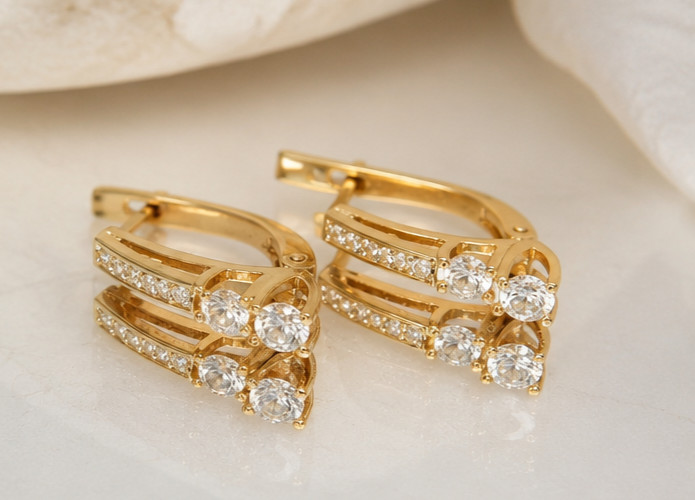 2Ct Round Cut Simulated Diamond Women Hoop Earrings 14K Yellow Gold Plated Gift