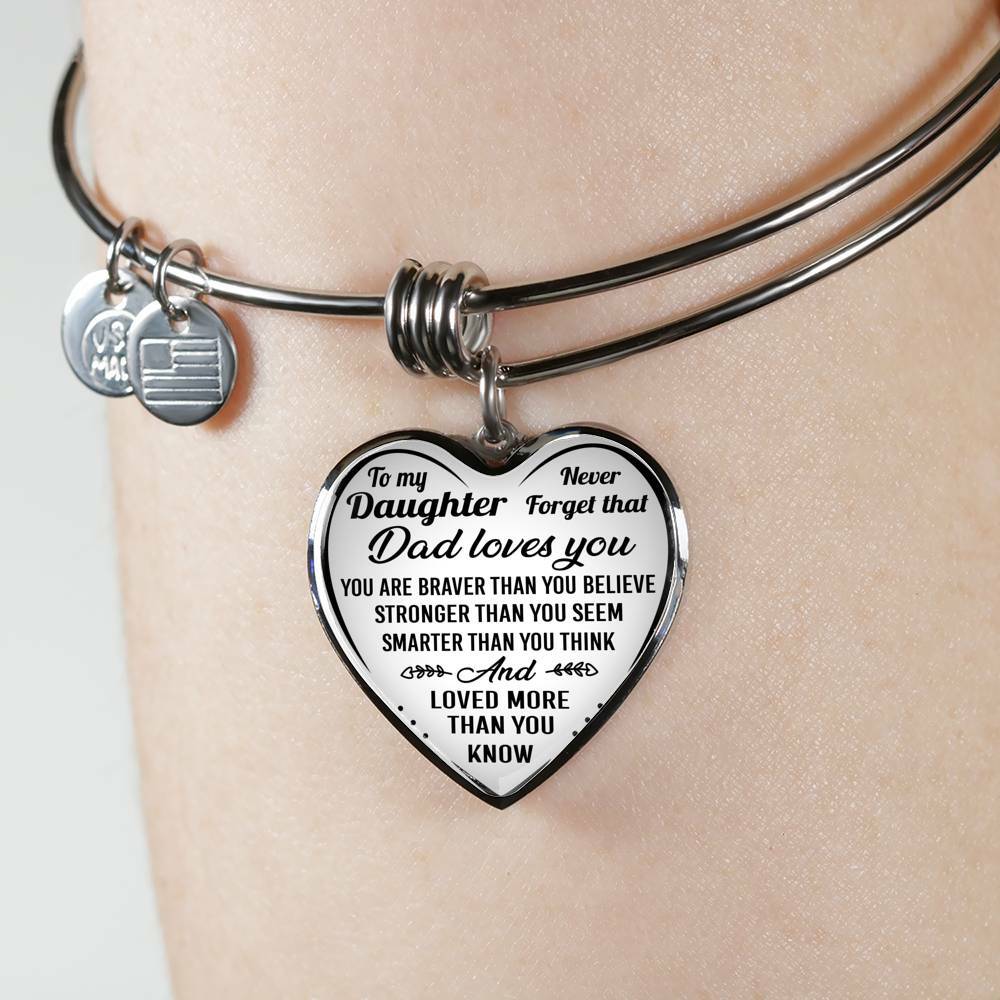 To My Daughter Bracelet Bangle Pendant Gifts From Father For Girls Dad Loves You