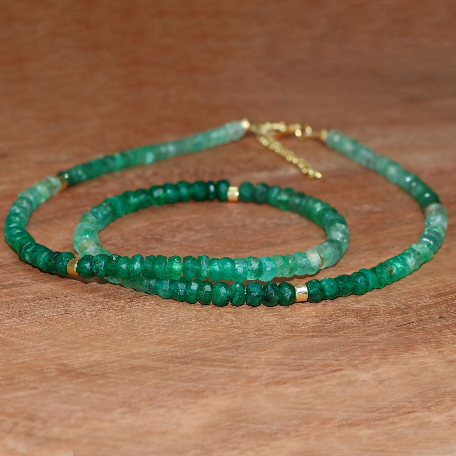 Green Emerald Gemstone Bead Necklace, Handmade Faceted Emerald Beads Necklace