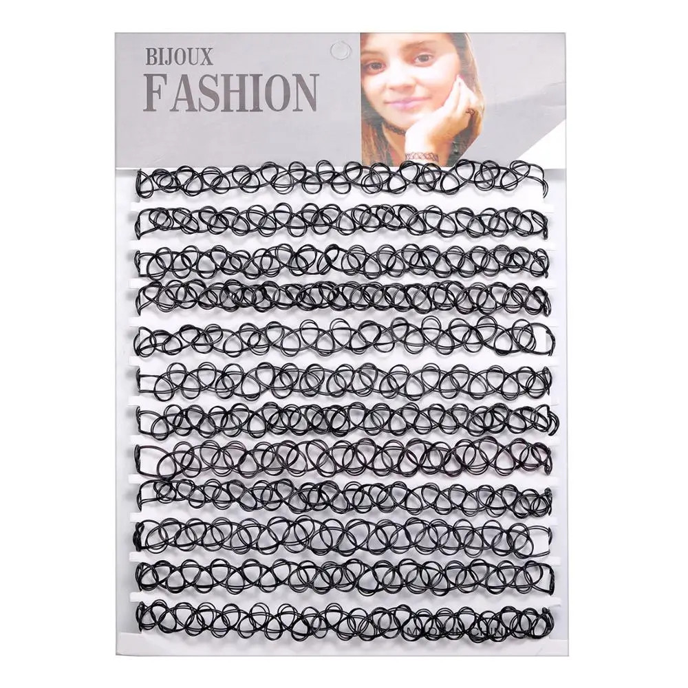 ZS 12Pcs Vintage Stretch Choker Necklace Lady Girl Tattoo Choker Necklace Punk R