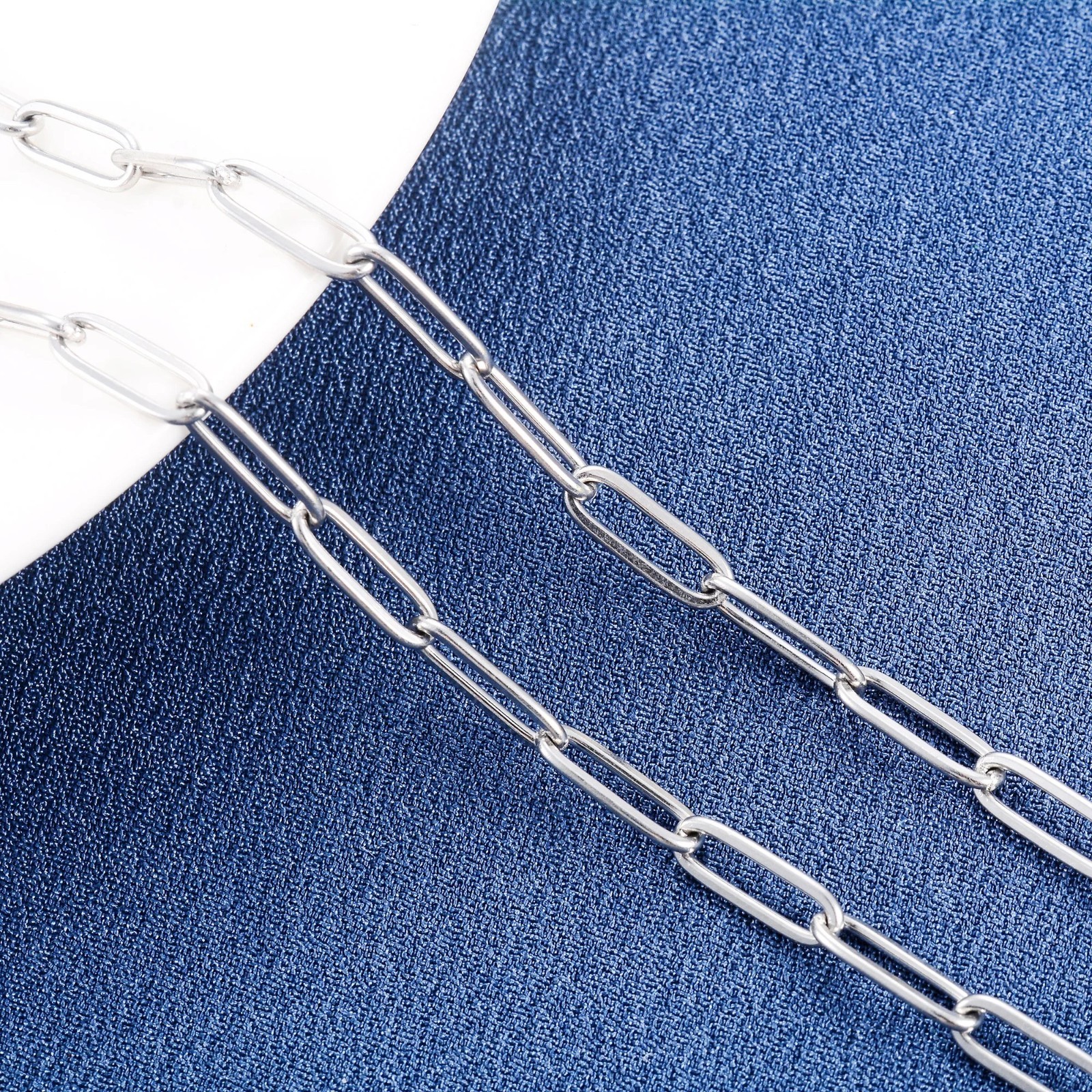 Paper clip necklace silver/gold color for women men, chains stainless steel