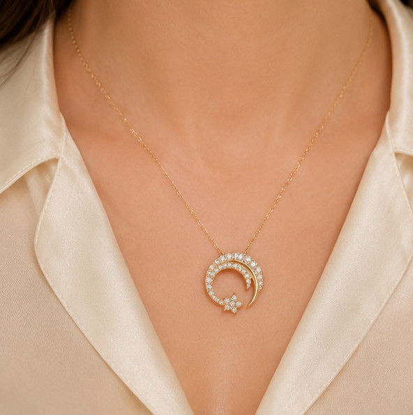 1.50ct Round Cut Simulated Diamond Women Stunning Pendant 14k Yellow Gold Plated