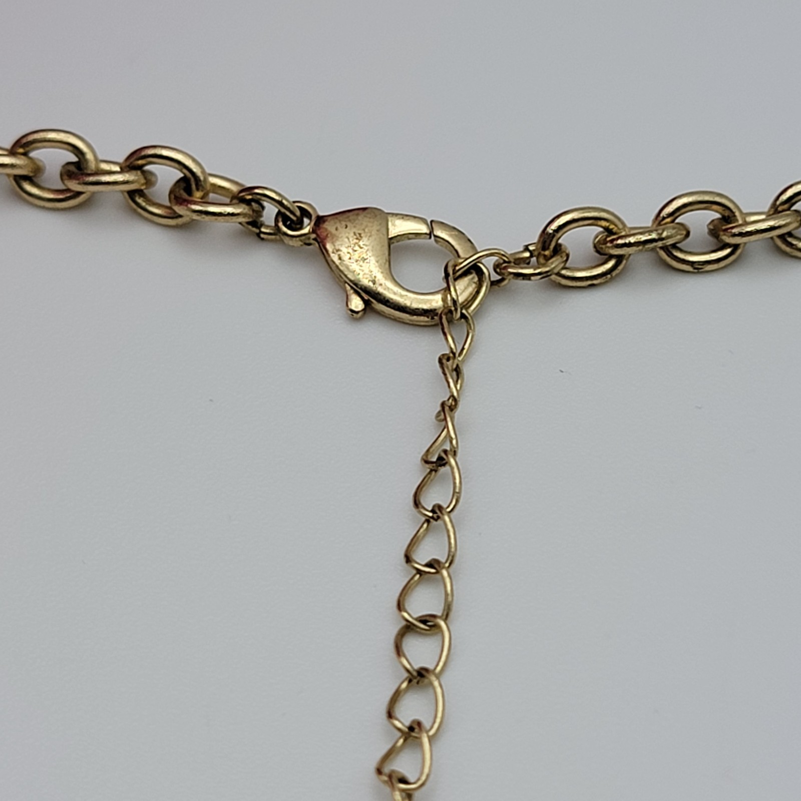Gold Tone White And Clear Rhinestones Statement Bib Necklace 20″ Adj.