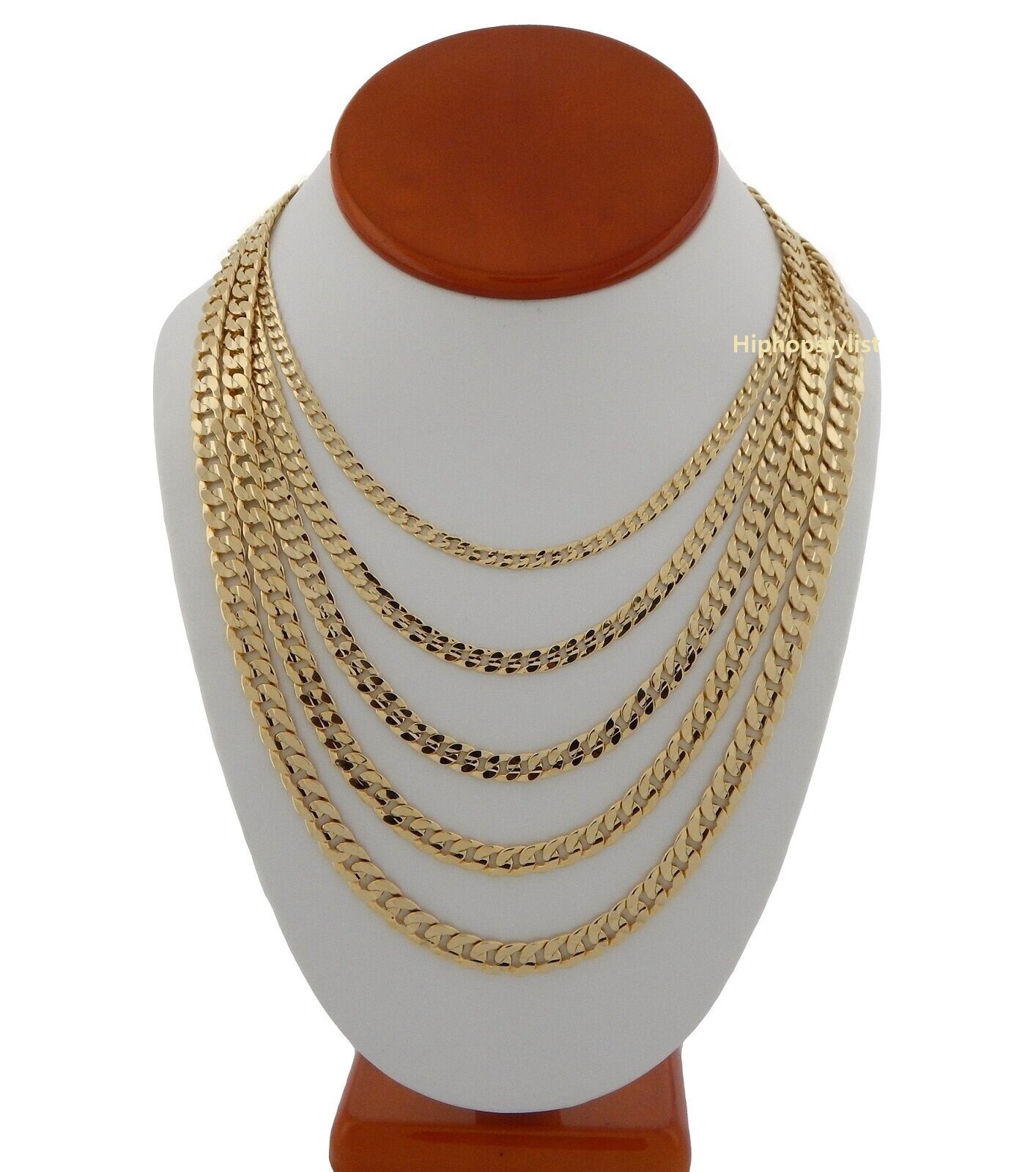 Mens Italian Cuban link Chain 14k Gold Plated 20″ 22″ 24″ 30″ Concave Necklace