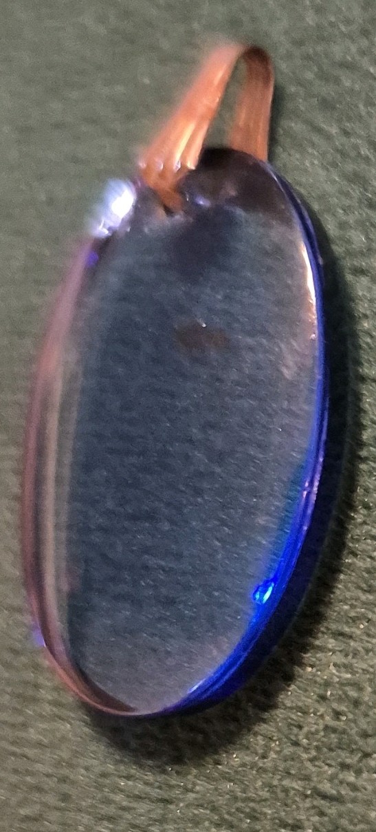 Blue Glass Oval Stone Charm Pendant with Bail