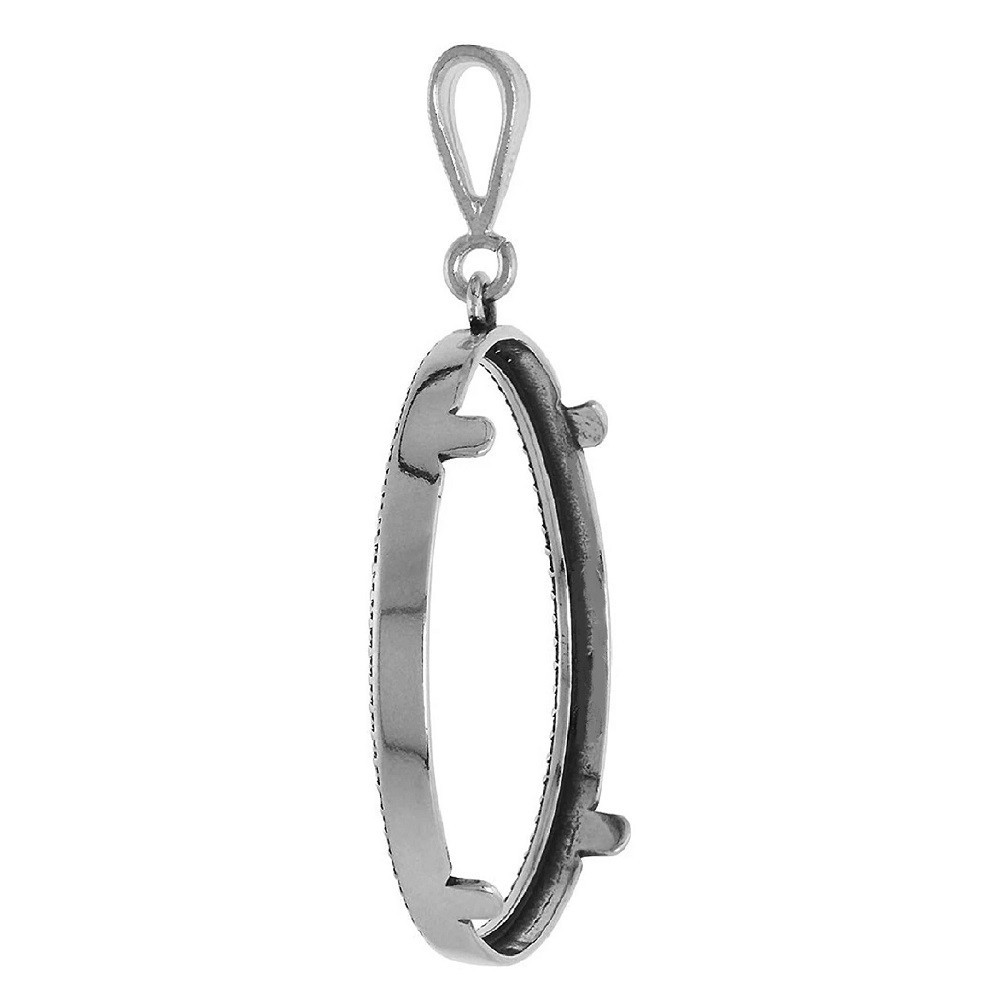 39 mm Sterling Silver Illusion Edge 1oz Silver Round Coin Bezel Pendant