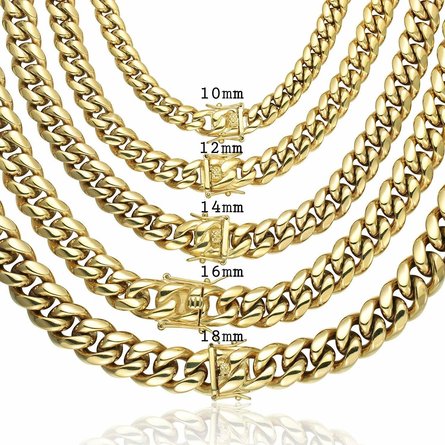 24inch Solid 14K Gold Plated Hip Hop Men’s Heavy Miami Cuban Link Chain Bracelet