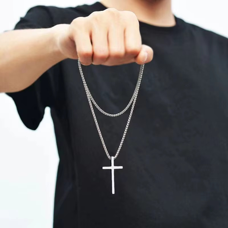 Men’s Women Simple Necklace for Women Men Cross Pendant Chains Fashion Jewelry
