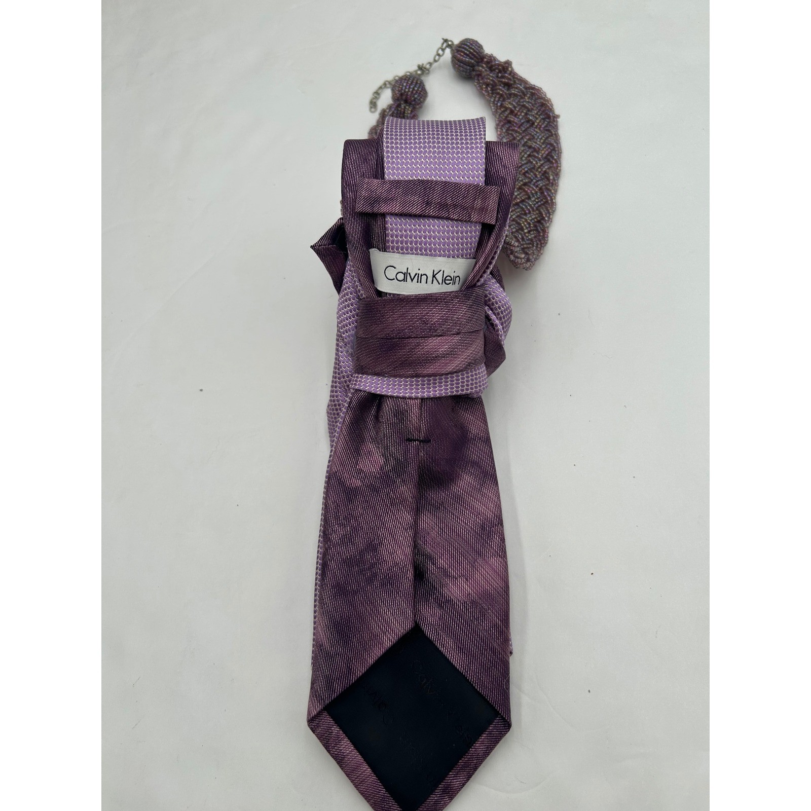 Calvin Klein & Banana Republic Upcycled Silk Tie Combo Rosette Brooch Statement