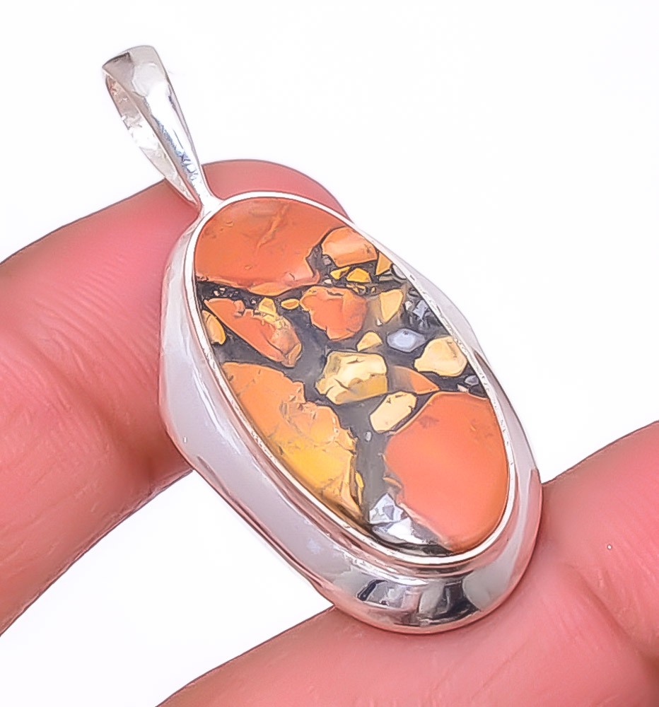 Malingano Jasper – Indonesia 925 Silver Plated Pendant 1.56″ T15