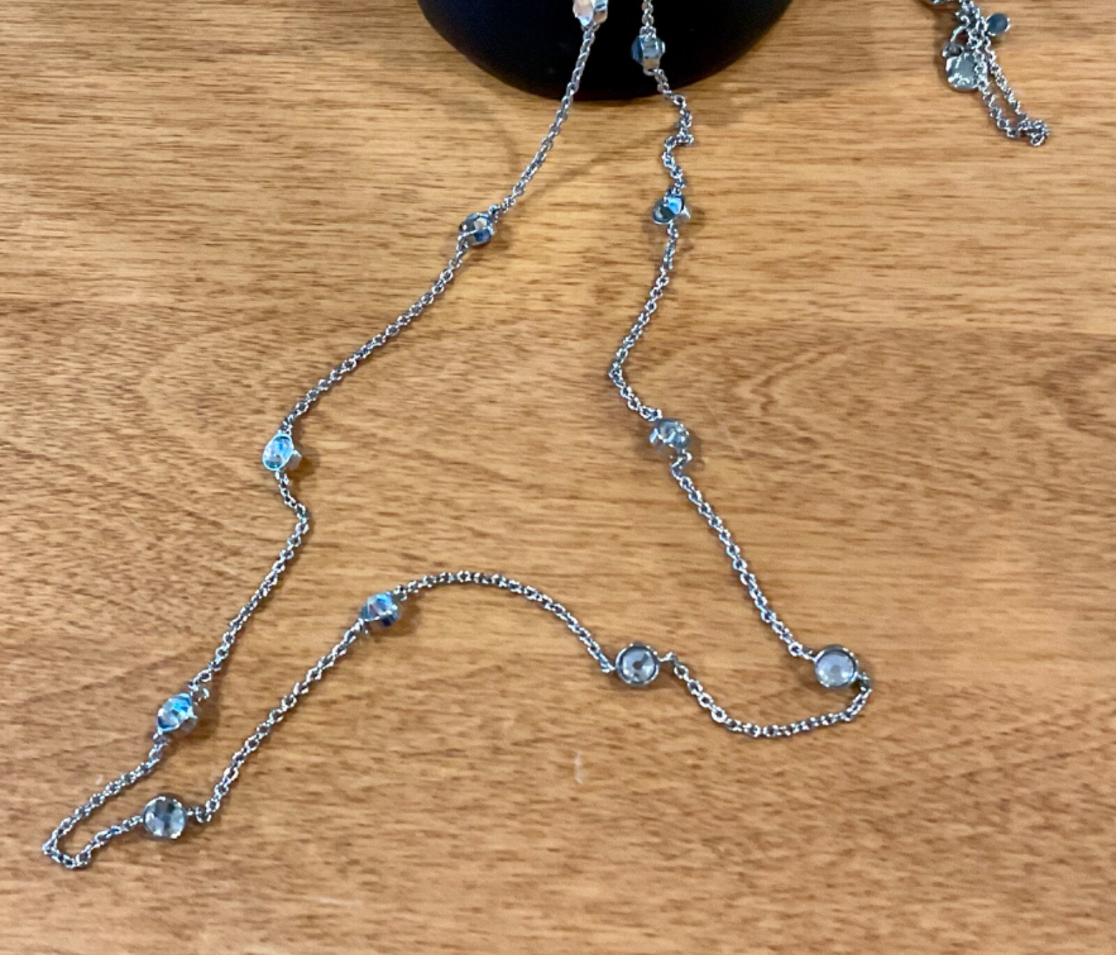 ANN TAYLOR SILVERTONE CRYSTAL 40” NECKLACE OR DOUBLED 20” PARTY WEAR NEW YEARS!