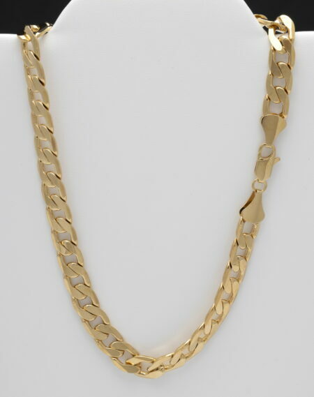 24K GOLD PLATED 24″ FLAT CURB LINK CHAIN 6MM