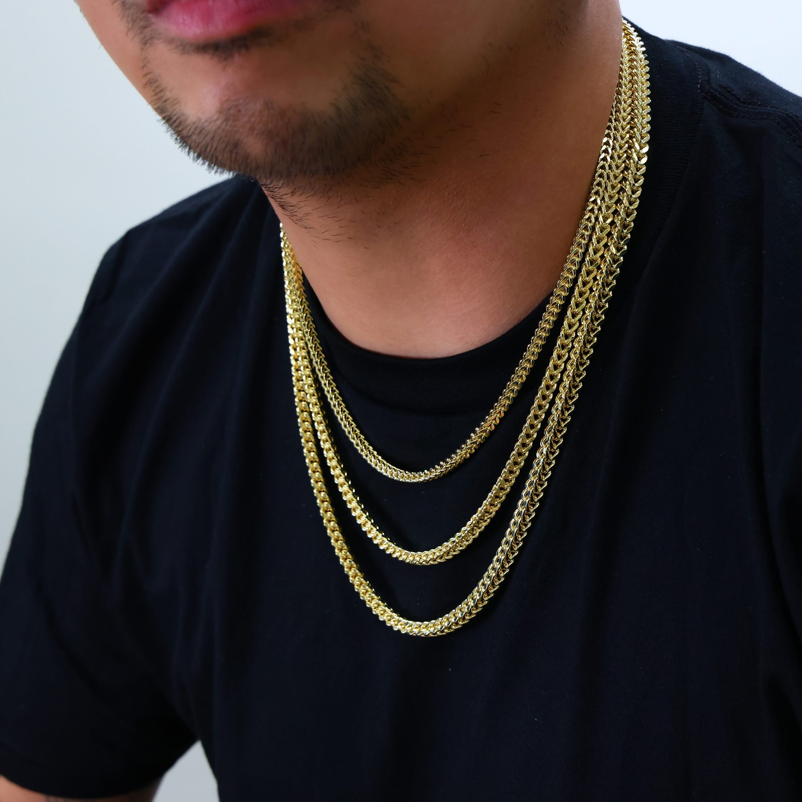 10K Yellow Gold 1.5mm-6mm Franco Square Box Chain Necklace Mens Womens 16″- 30″