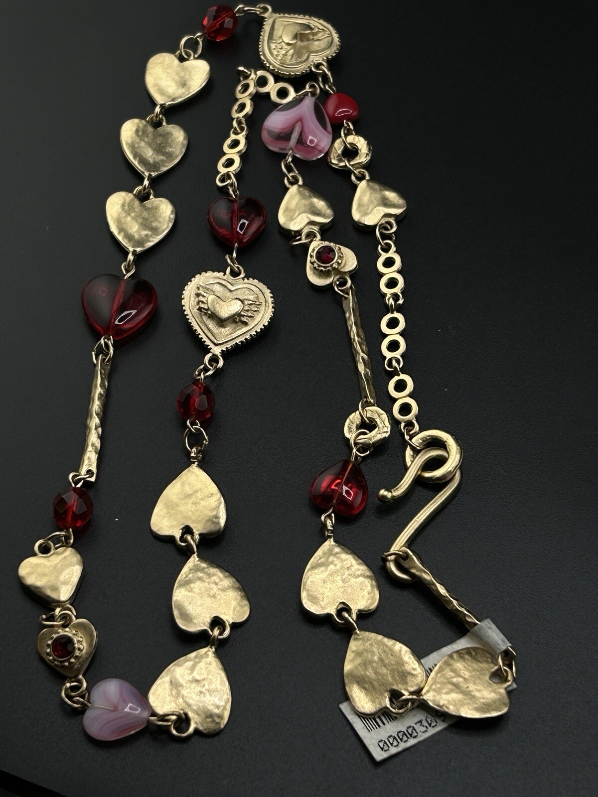 New Hearts Red and Pink Gold Toned Necklace