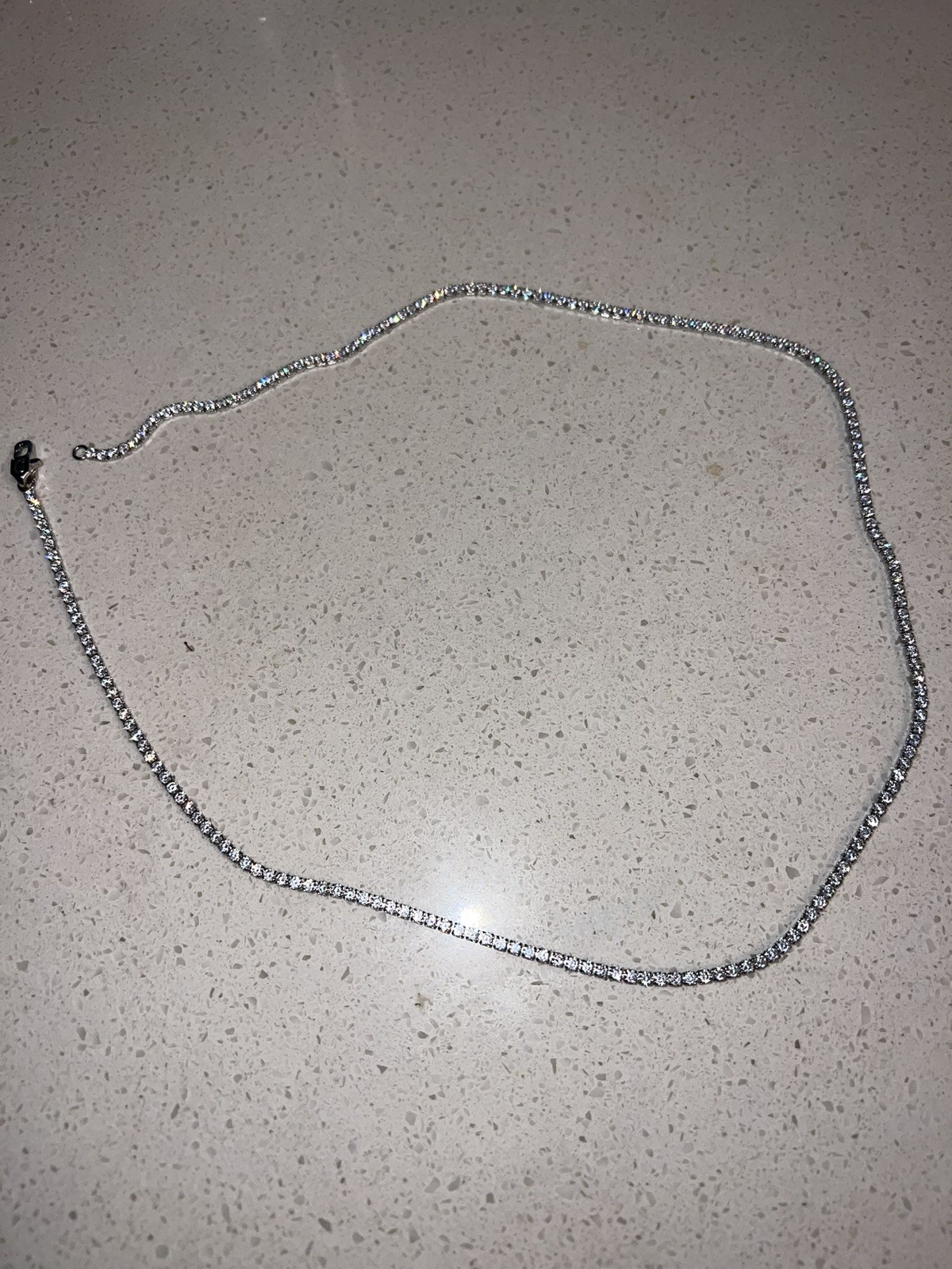 GLD Micro Tennis Necklace 18″ White Gold Metal Tennis Chain