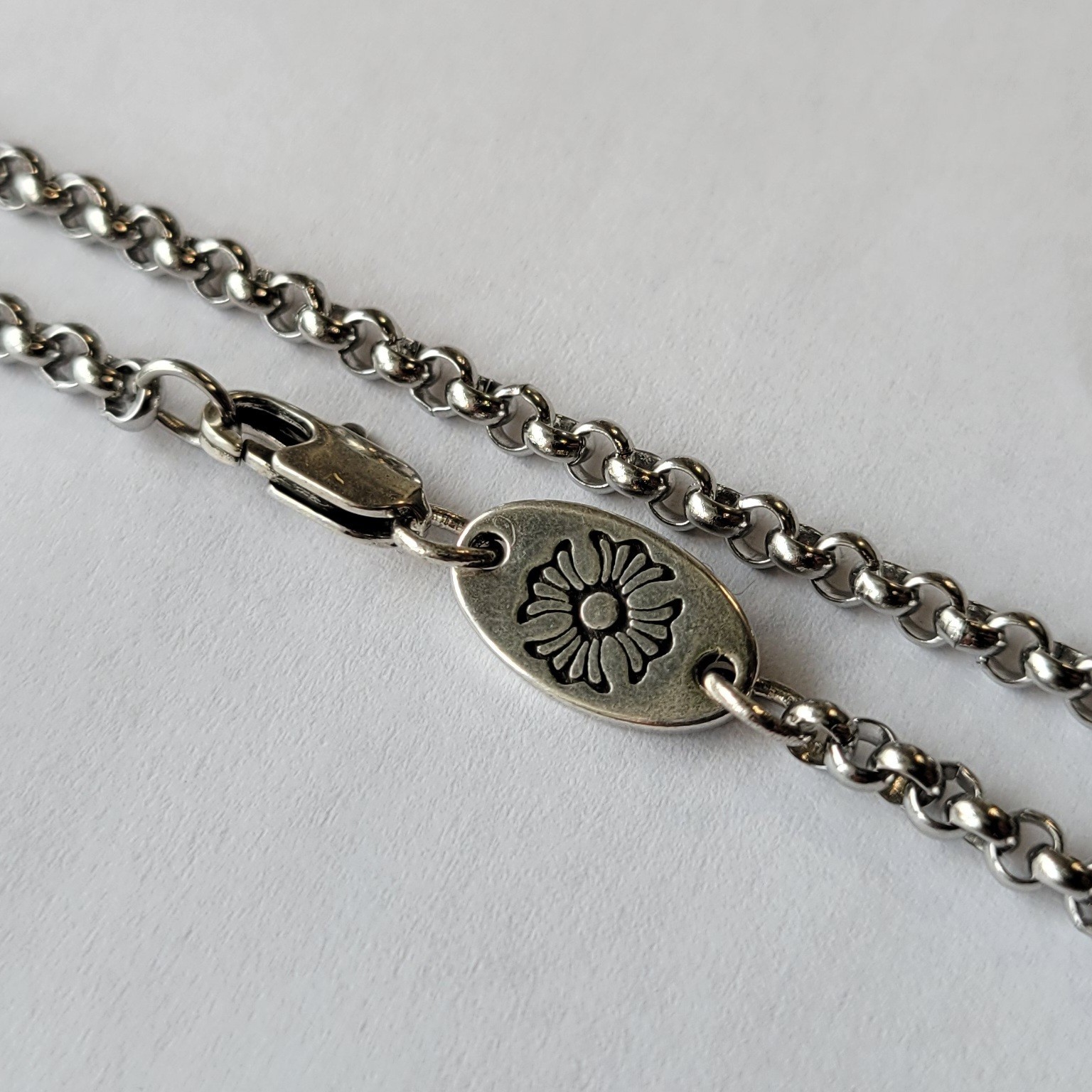 Chain Necklace, 925 Sterling Silver Plated, Engraved, 50 cm