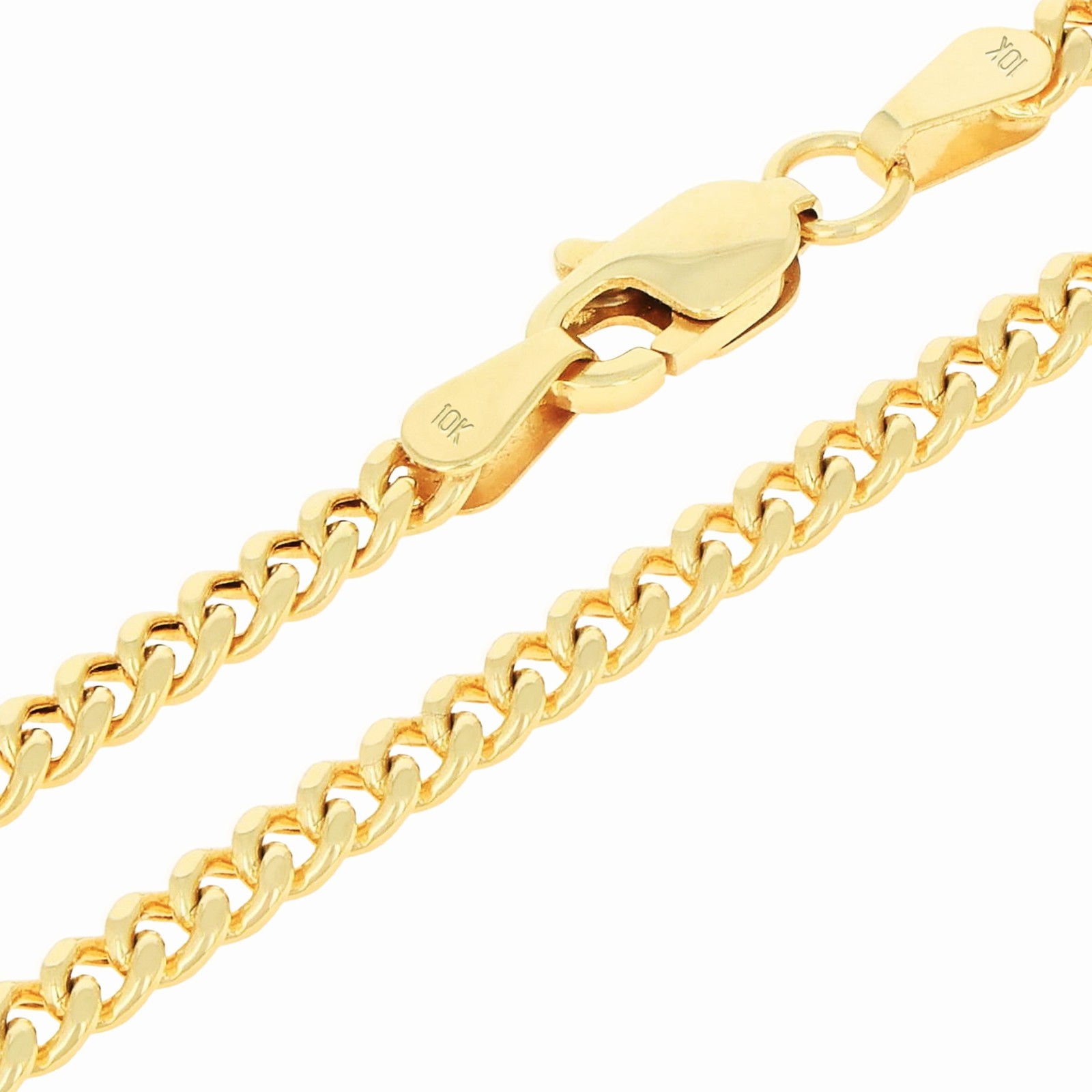 10K Yellow Gold 3mm Miami Cuban Link Chain Bracelet Men Women 7″ 7.5″ 8″ 8.5″ 9″