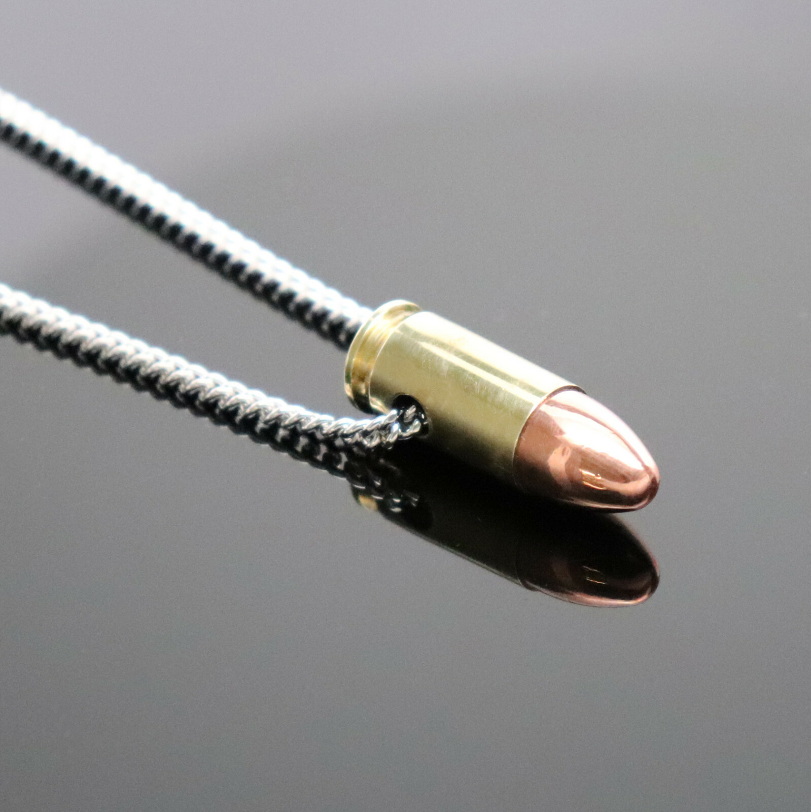 9mm Luger Bullet Jewelry Necklace Hand Polished Brass and Copper Finish NK-691