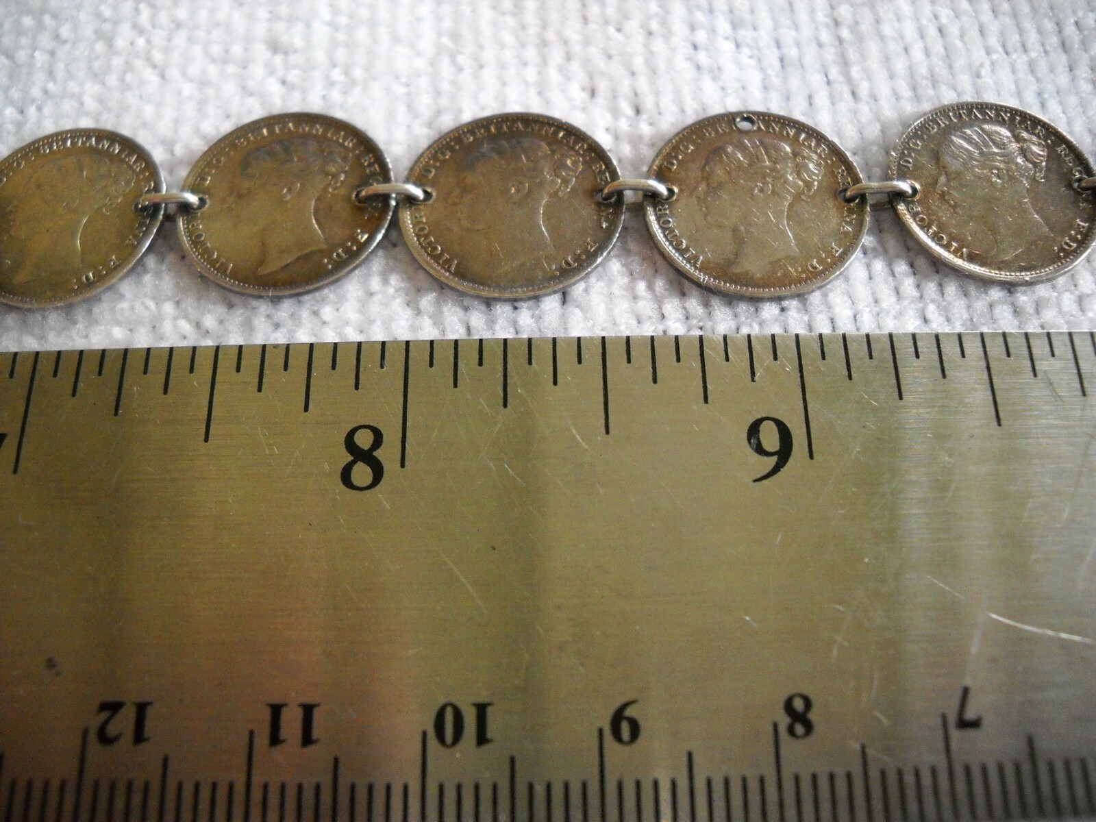 Great Britain Silver 3 Pence Coin Choker 22 coins 15 inch ONE OF A KIND 1880’S