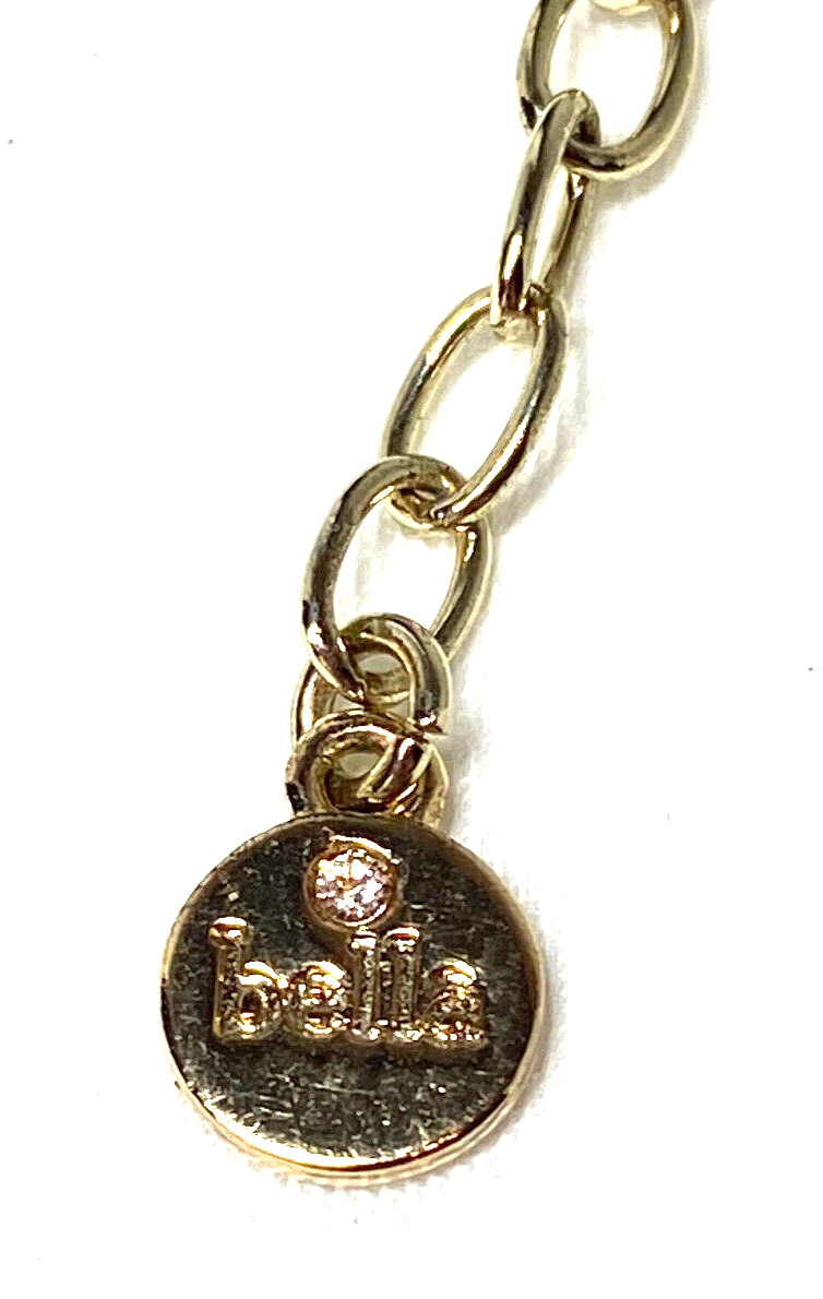 Bella Jack Gold Tone Necklace With Blue Teardrop and Square Gray Stones 21″