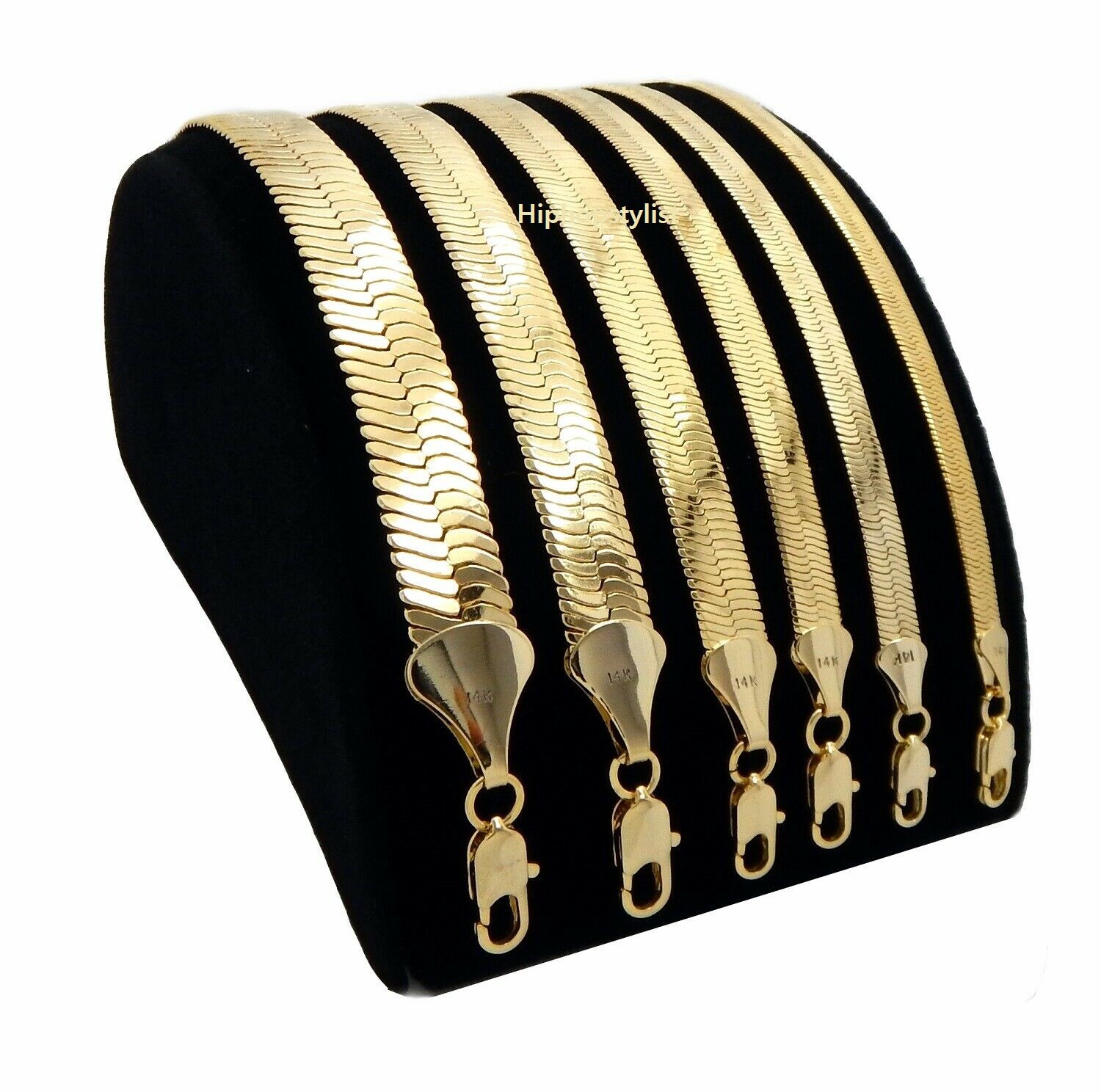 New Herringbone Chain 4mm to 14mm 18″ 20″ 24″ 30″ 14K Gold Plated Necklace