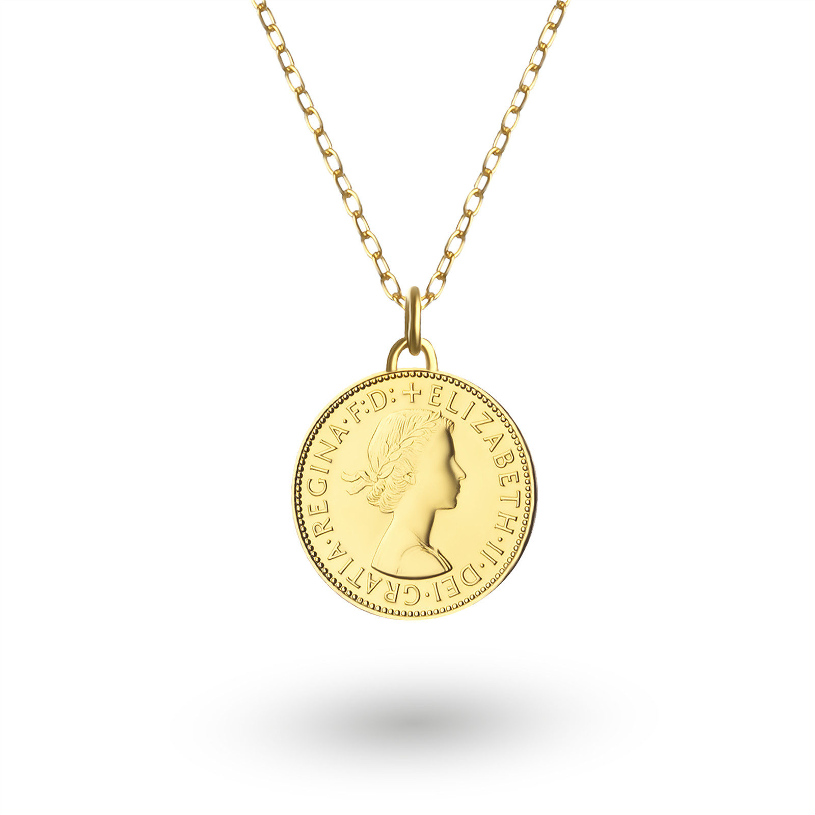 18K Gold Plated British 1/2 Penny Coin Medallion | Necklace | Queen Elizabeth II