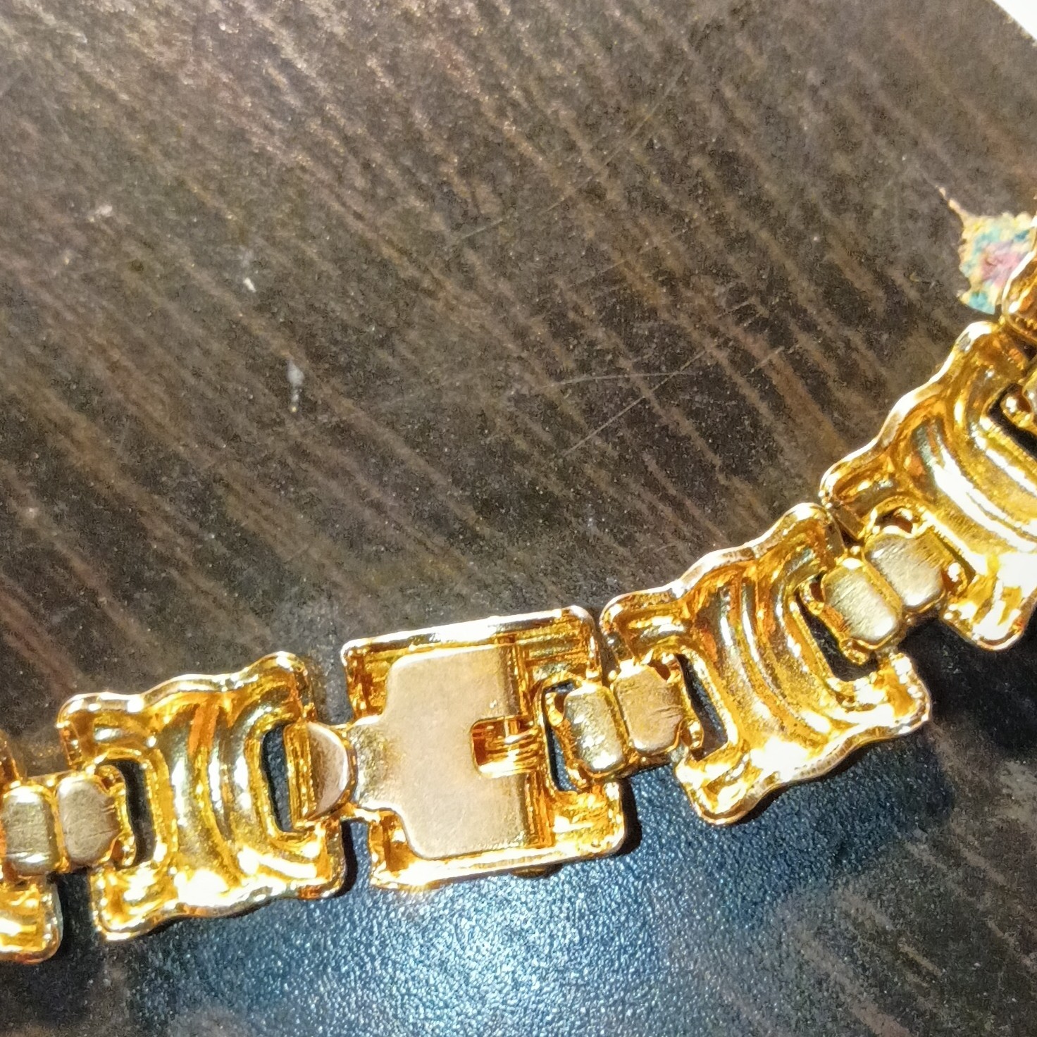 Gold Tone Metal Bar Link Chain Necklace Box Clasp No Stone Fashion & Costumes