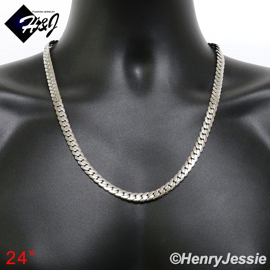 18-40″MEN Stainless Steel 8mm Silver Miami Cuban Curb Link Chain Necklace*N155