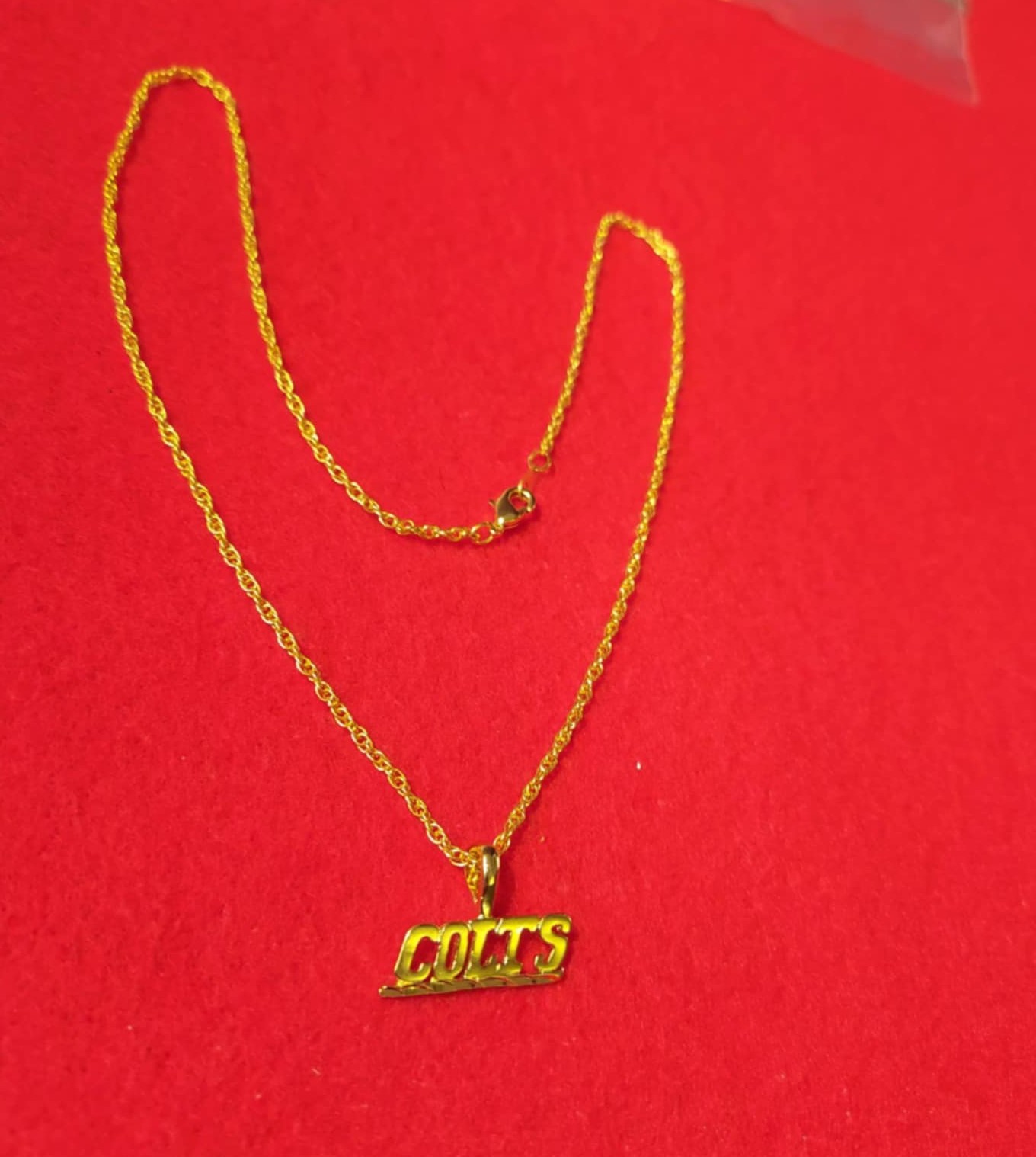 INDIANAPOLIS COLTS SPORTS TEAM 14KT GOLD PLATED CHARM WITH 24″ ROPE CHAIN