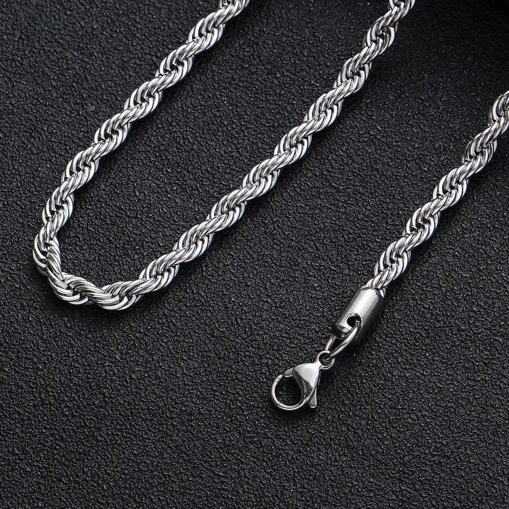 2-6MM Stainless Steel Rope Chain Necklace Waterproof Never Fade 16-30in